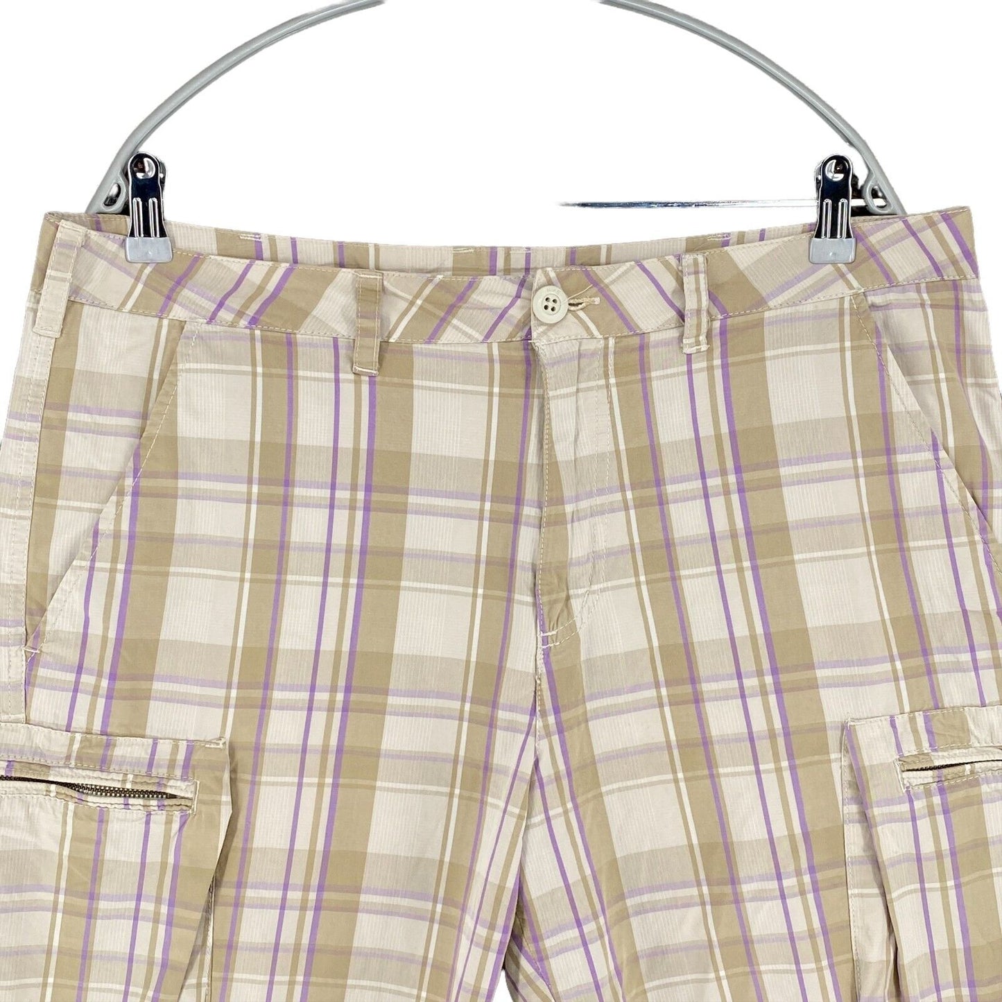 NIKE THE ATHLETIC DEPT Plaid Beige 100% Cotton Activewear Shorts Size M