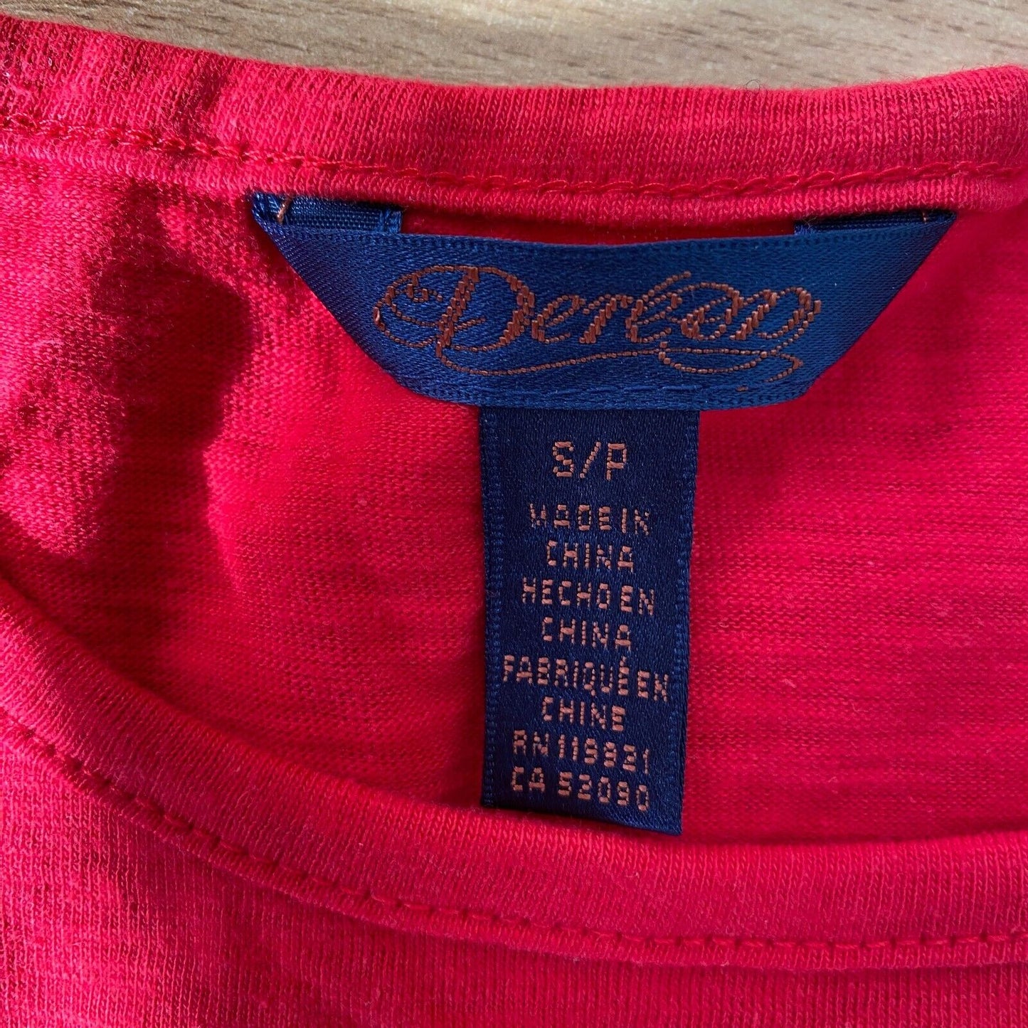 DEREON Red Crew Neck Top T Shirt Size S