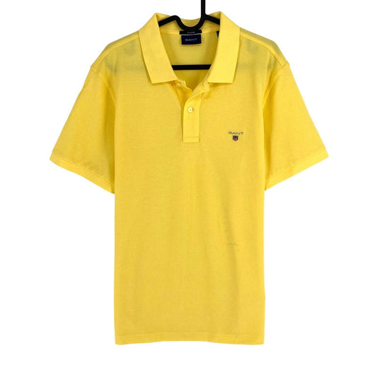 GANT Men Yellow Original Pique Rugger Short Sleeve Polo Shirt Size L