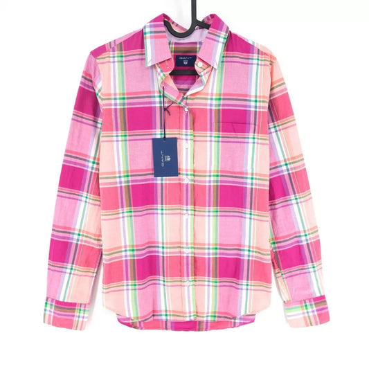 GANT Women Pink Madras Check Print Shirt Size EU 34 UK 8 US 4