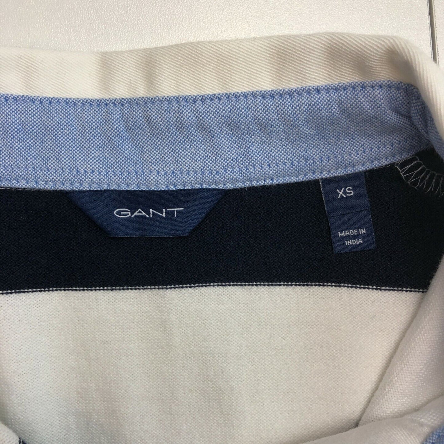 GANT Bleu Marine Original Bar Stripe Heavy Rugger Jumper Pull Taille XS