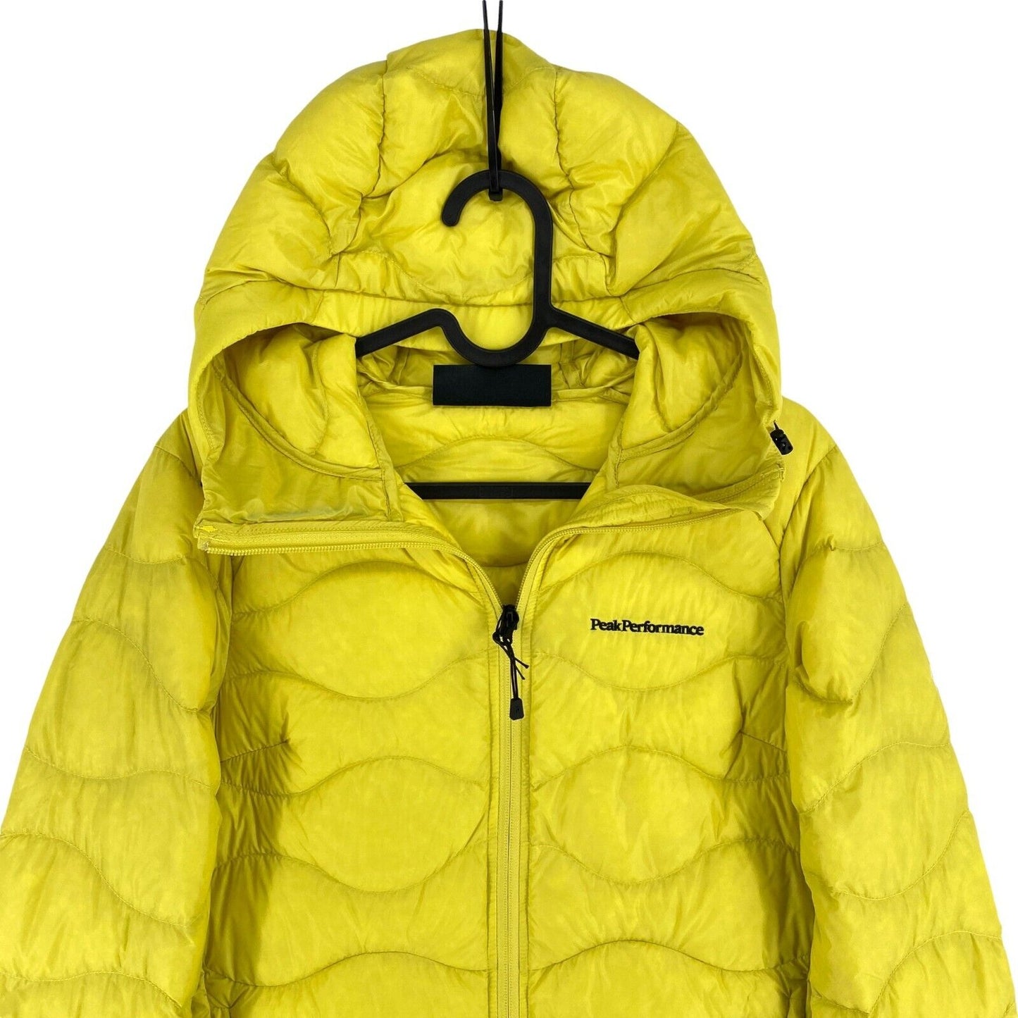 Peak Performance Women Yellow Helium Down Hooded Jacket Coat Size S