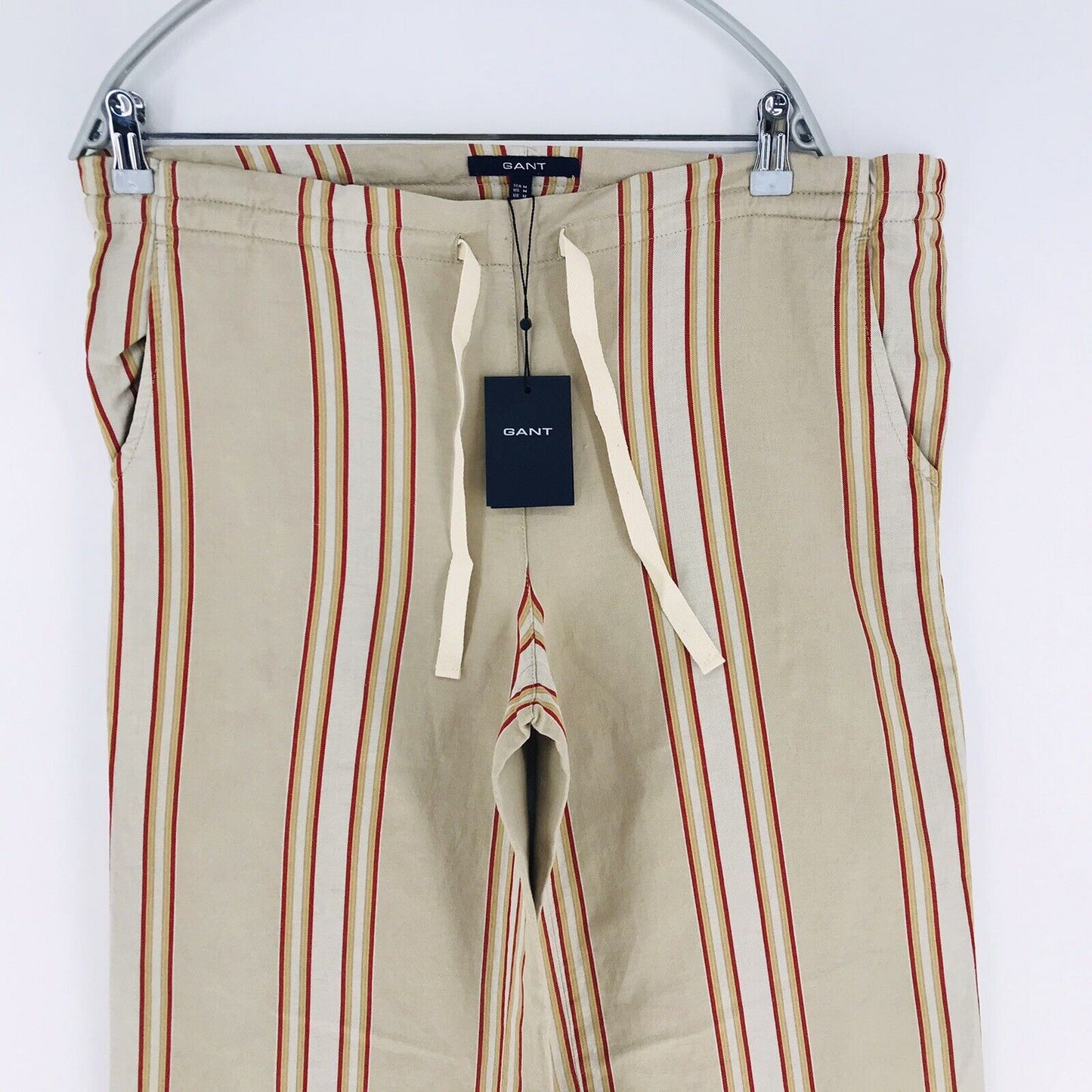 RRP €189 GANT Women Beige Wide Leg Fit Linen Blend Trousers Size M