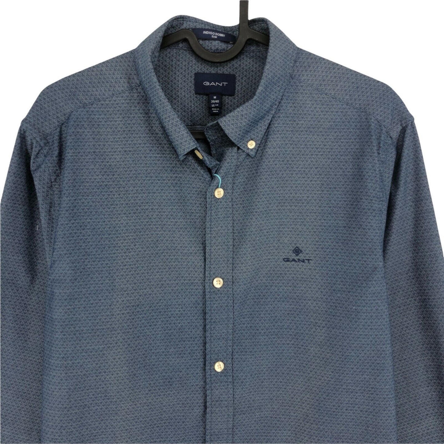 GANT Navy Blue Tech Prep Slim Indigo Dobby Slim Shirt Size M L XL