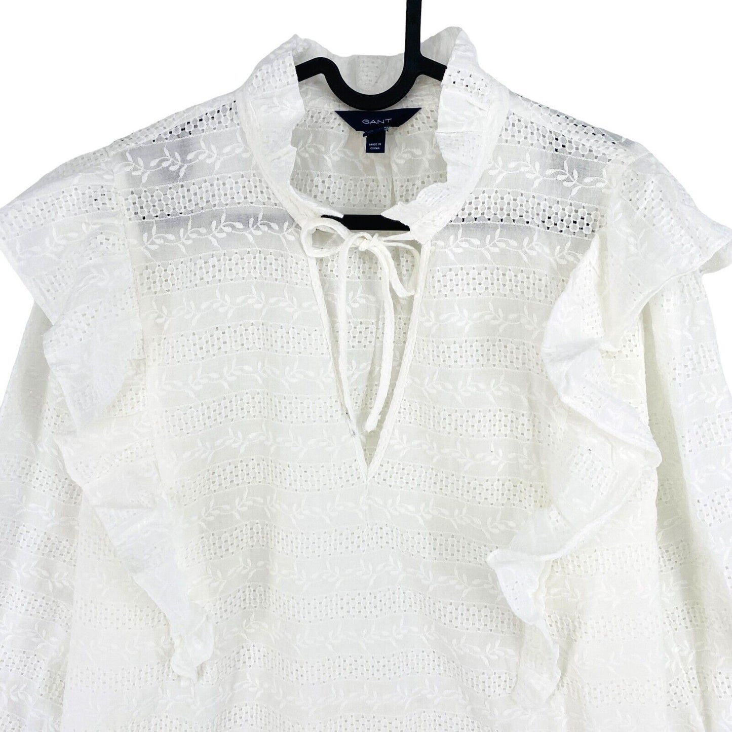 GANT Women White Broderie Anglaise Blouse Size EU 46 UK 18 US 16