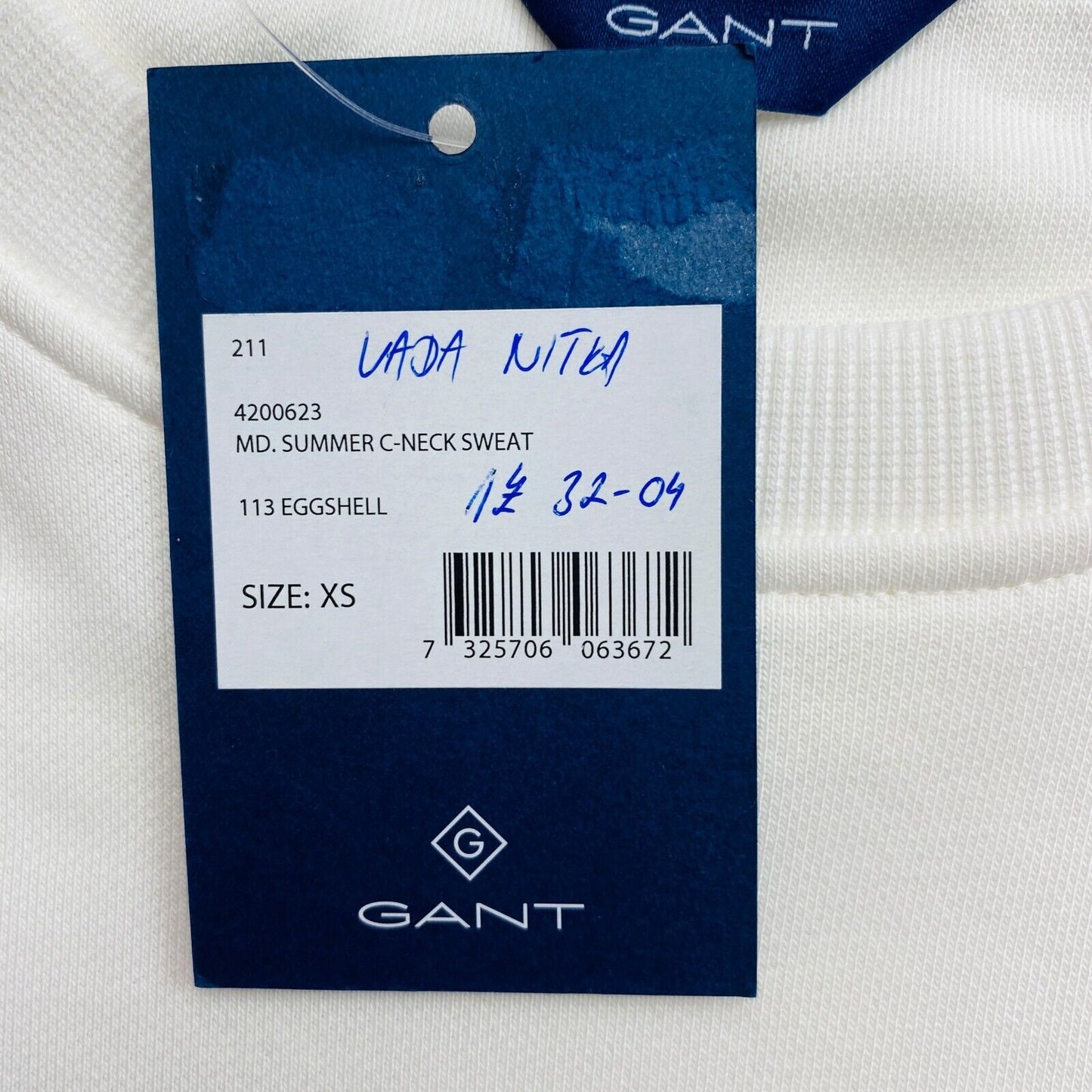 GANT White MD Summer Logo Crew Neck Sweater Taille XS