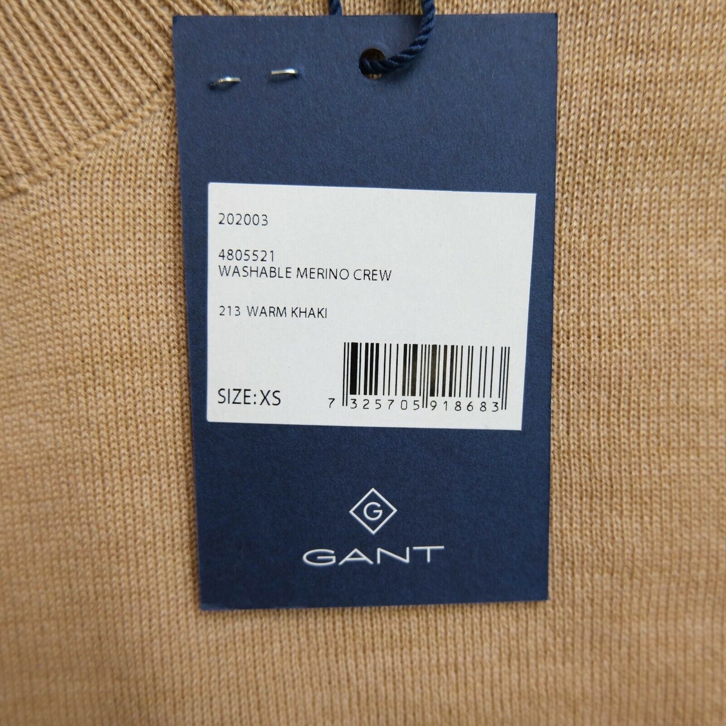 GANT Light Brown Crew Neck 100% Wool Size XS L