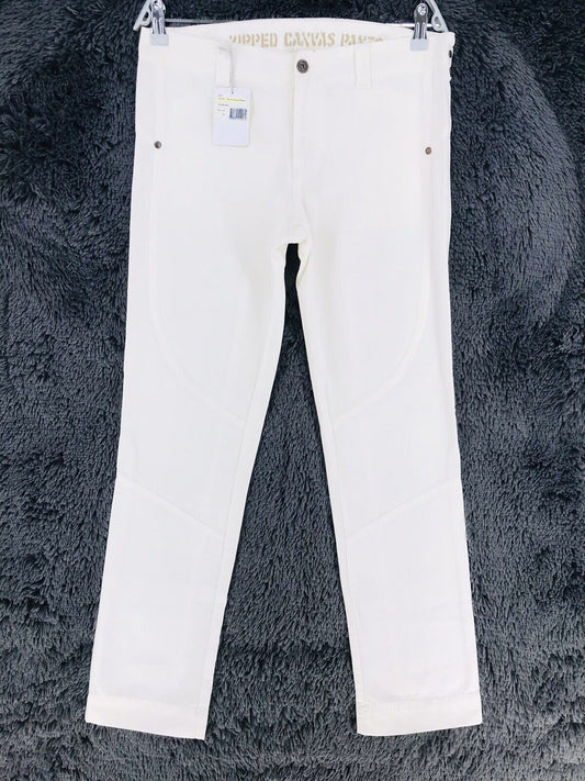 RRP €125 GANT Women White Regular Straight Fit Canvas Pants Trousers W29 L34