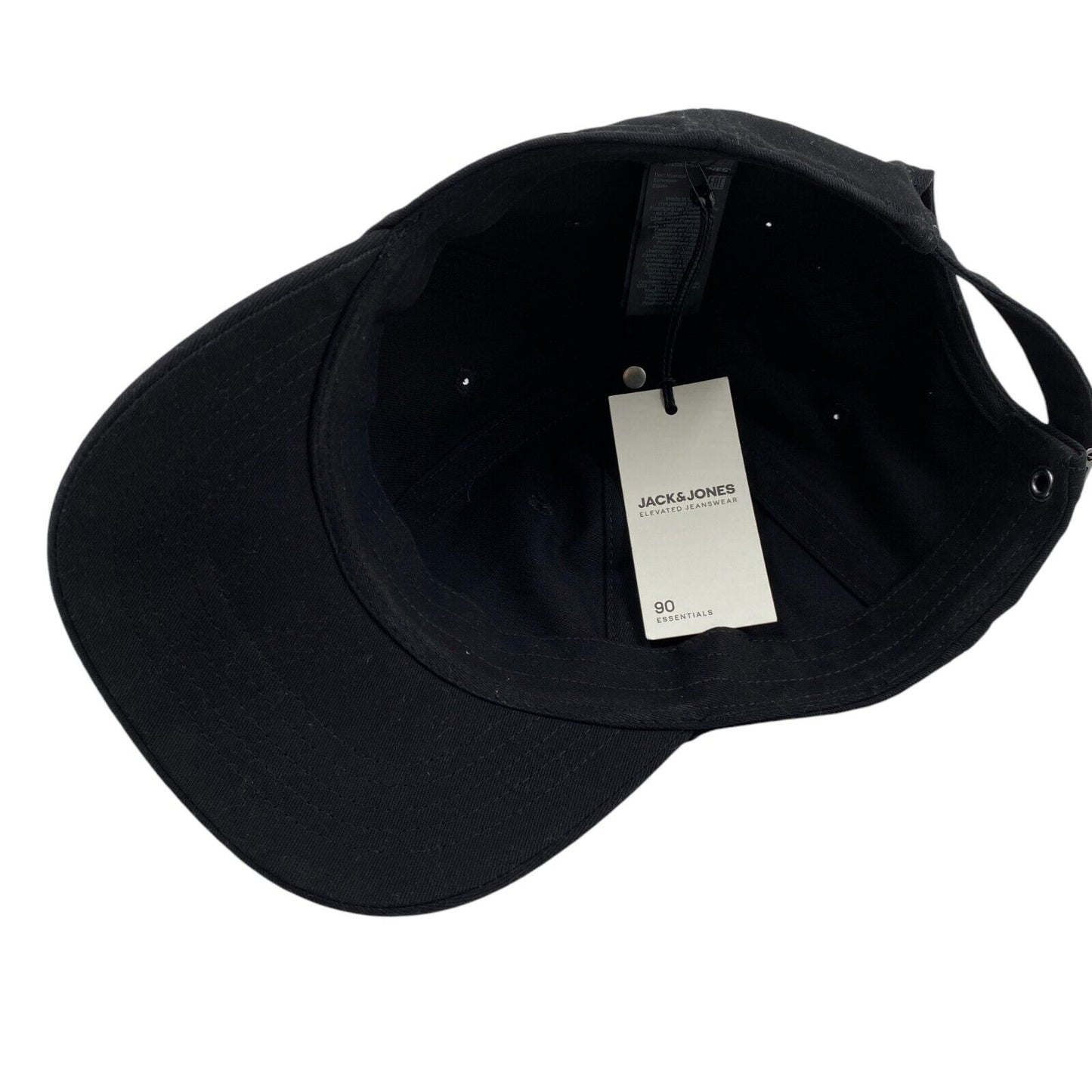 JACK & JONES Mens Black Cotton Baseball Cap Hat One Size