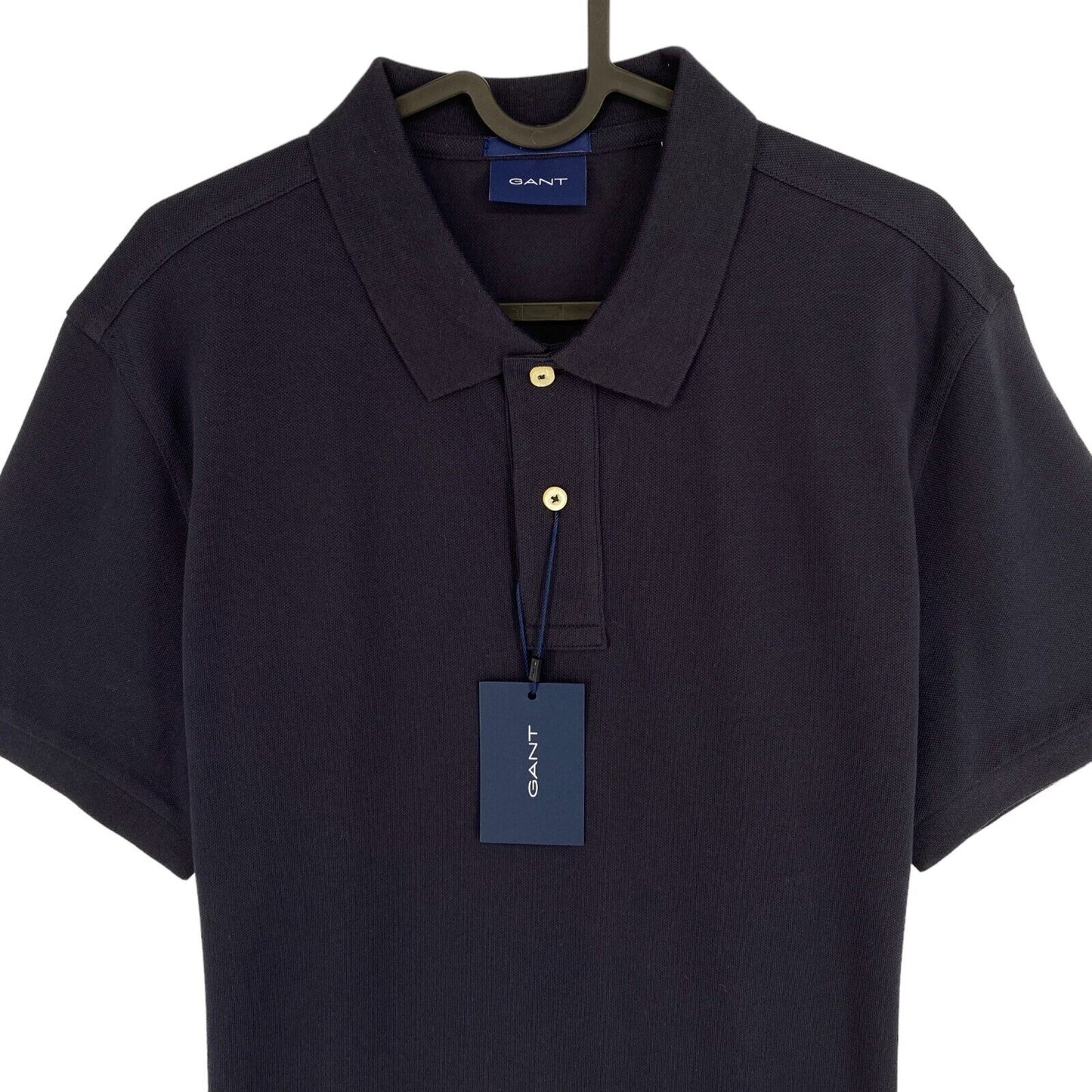 GANT Men Navy Blue Original Regular Short Sleeves Pique Rugger Polo Shirt Size L