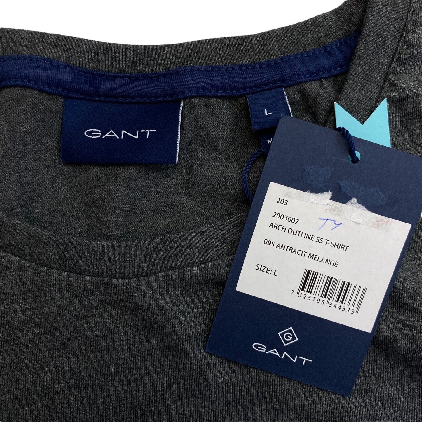 GANT Dark Grey Arch Outline Crew Neck T Shirt Size L