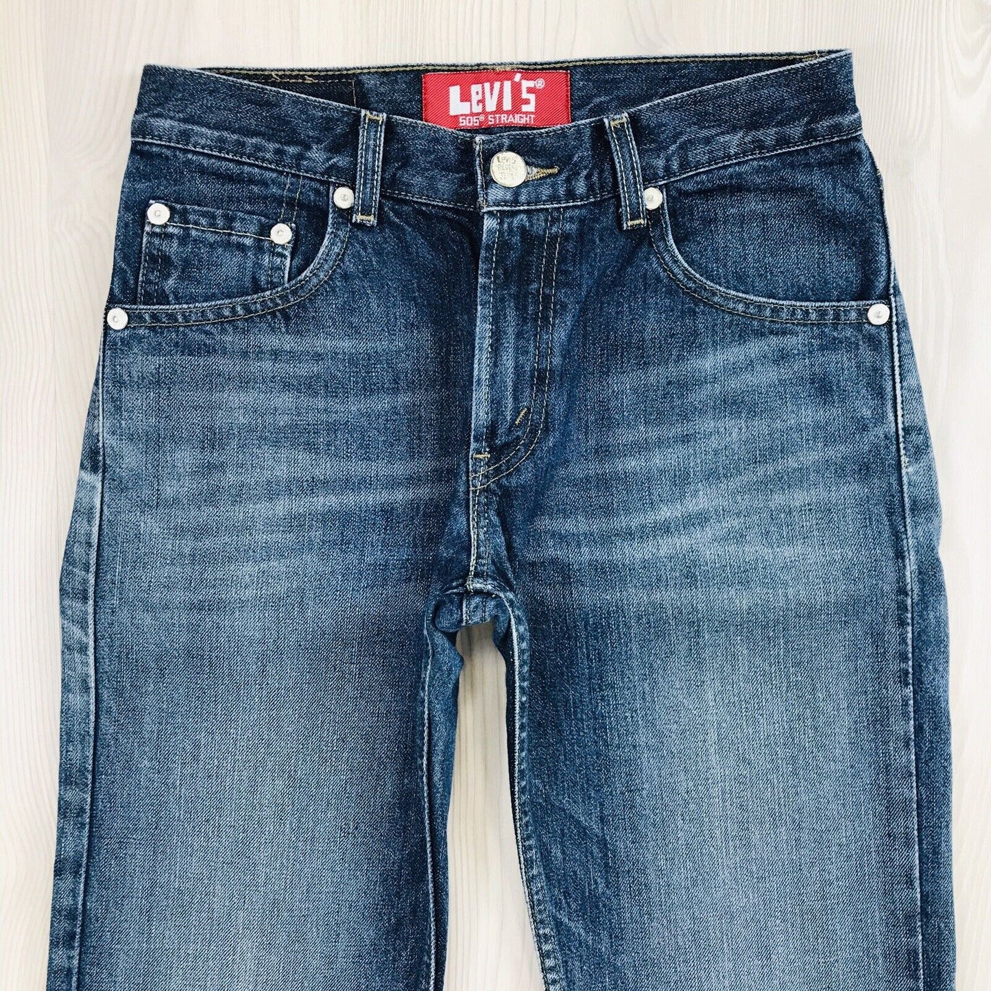 Vintage Levi's 505 Boys Blue Regular Straight Fit Jeans 14 Reg / W27 L27