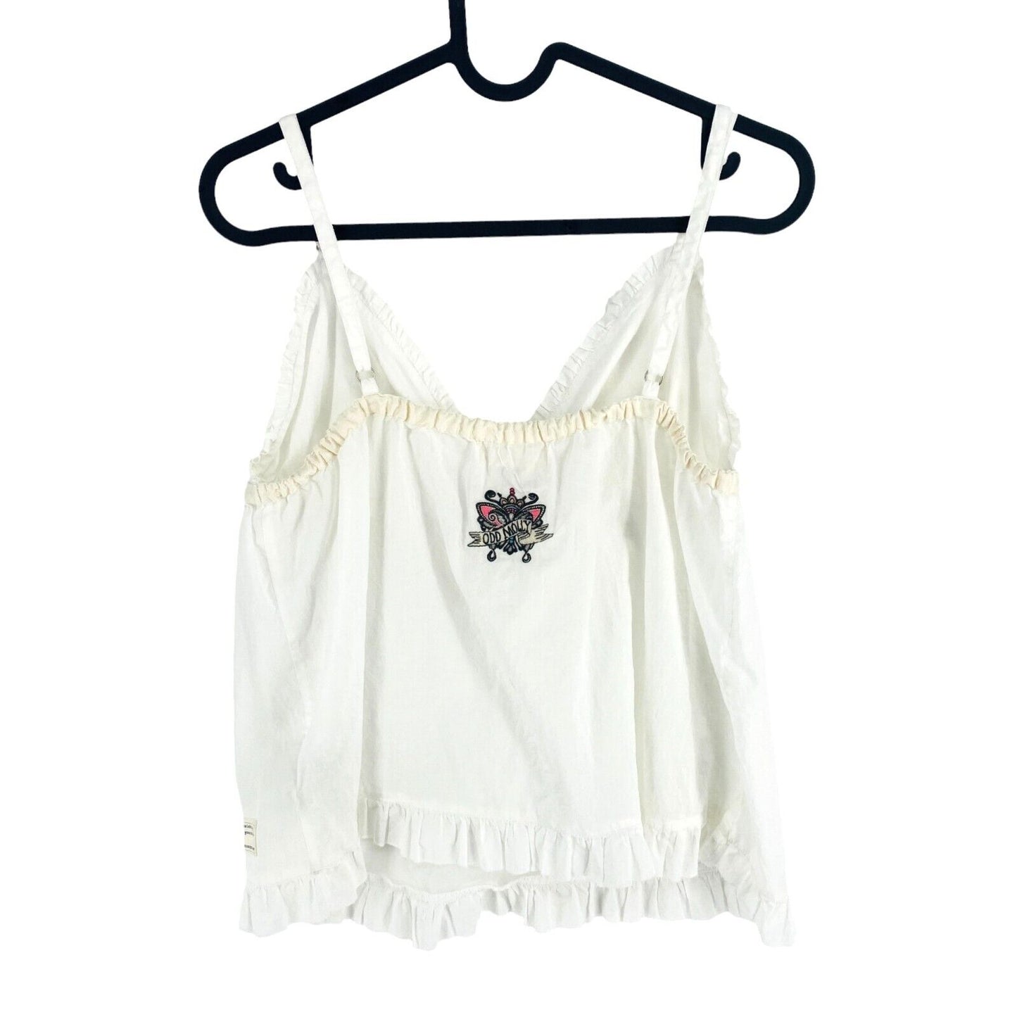 ODD MOLLY Women White V Neck Flared Tank Top Size 2 / M