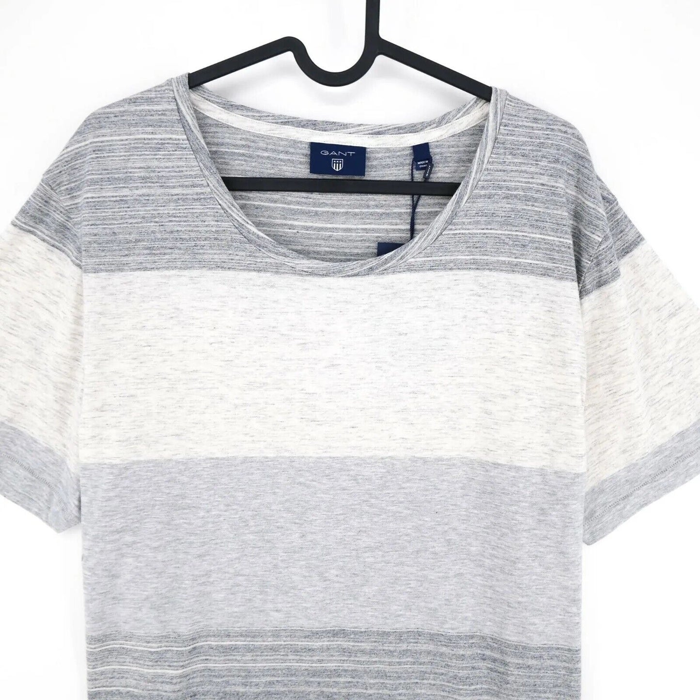 GANT Mens Grey Striped Crew Neck T Shirt Size M