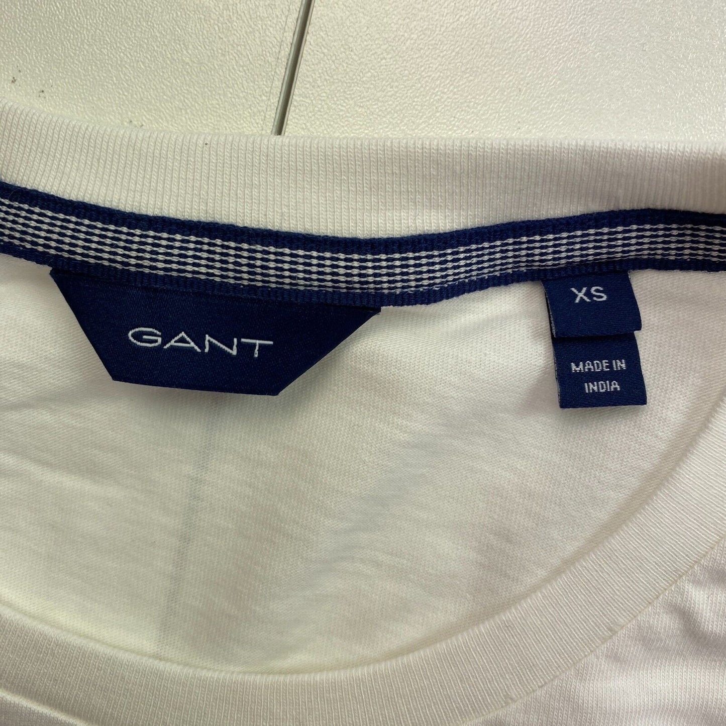 GANT Weißes Lock Up Langarm-T-Shirt mit Rundhalsausschnitt, Größe XS