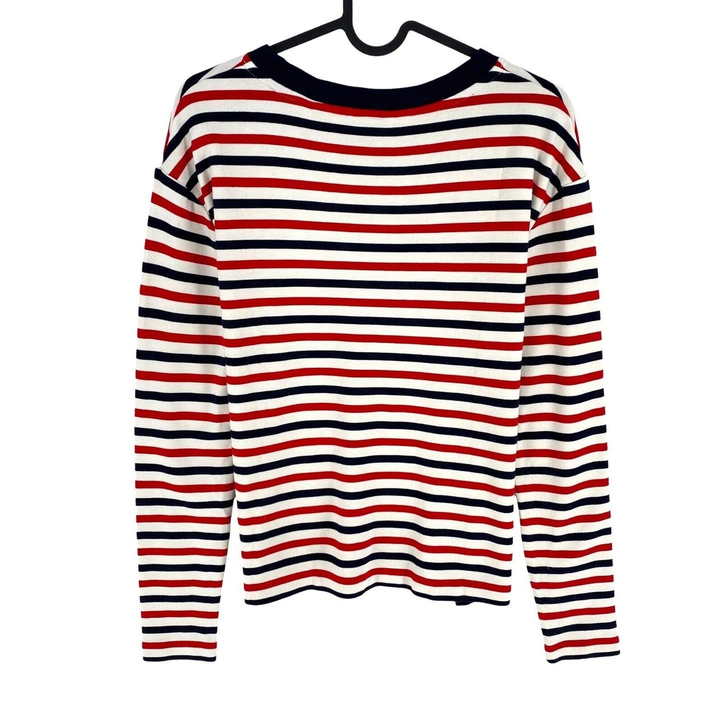 GANT Women Red Icon G Stripe Crew Neck Long Sleeves T Shirt Size XS