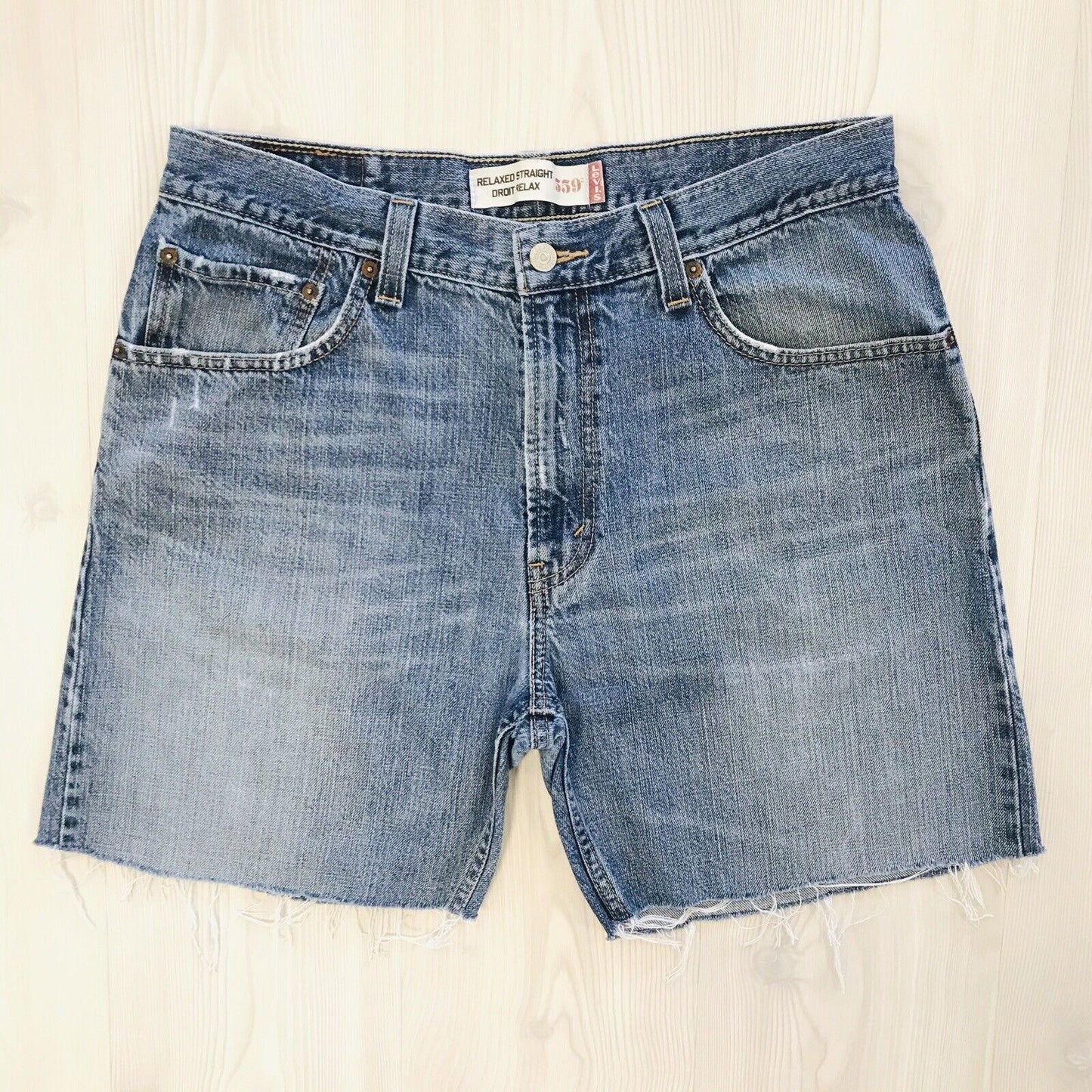 Levi's 559 Custom Made Blue Relaxed Straight Fit Cut-Off Shorts W34