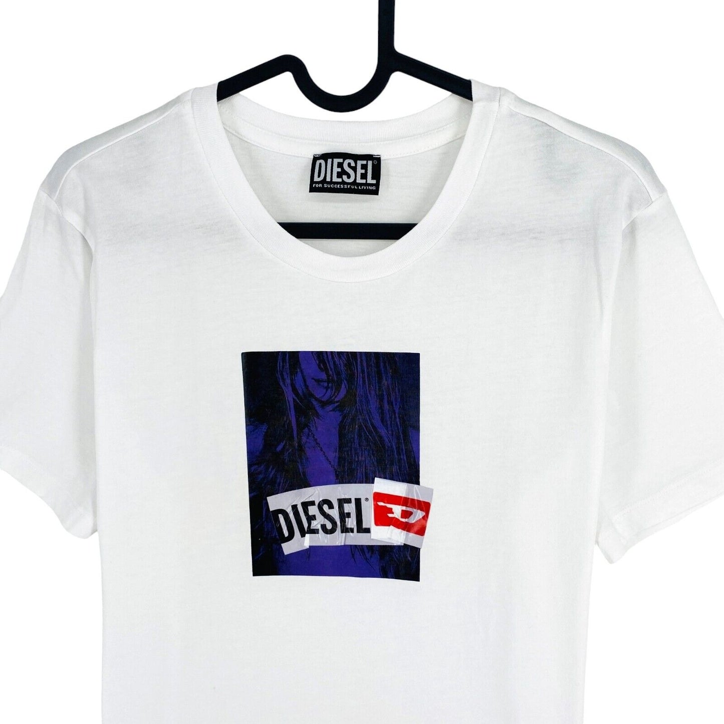 DIESEL Women White T_SILY_B3 Crew Neck SS T Shirt Size L