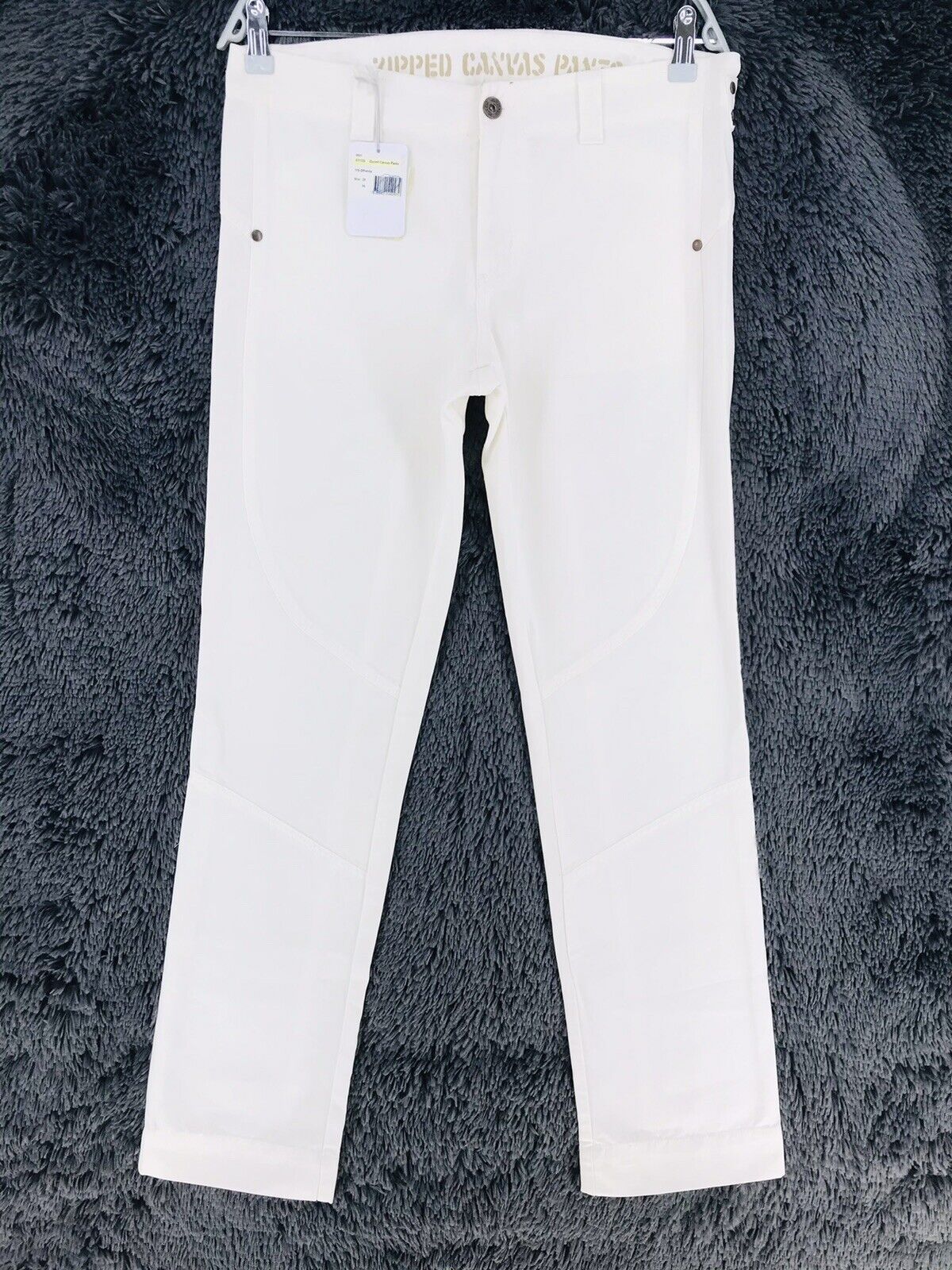 RRP €125 GANT Women White Regular Straight Fit Canvas Pants Trousers W29 L34