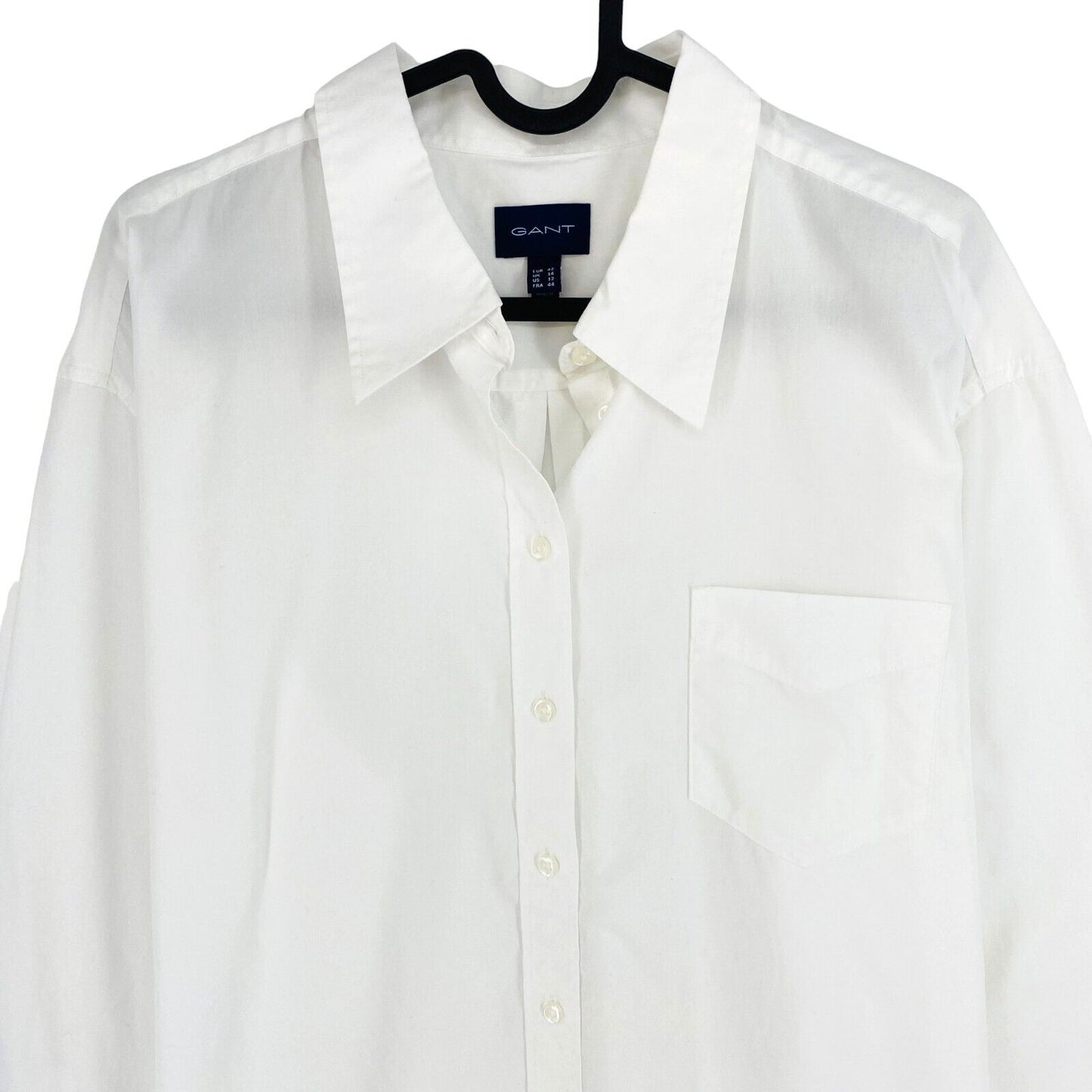 GANT Women White Relaxed Spread Luxury Poplin LS Shirt Size EU 42 UK 14 US 12