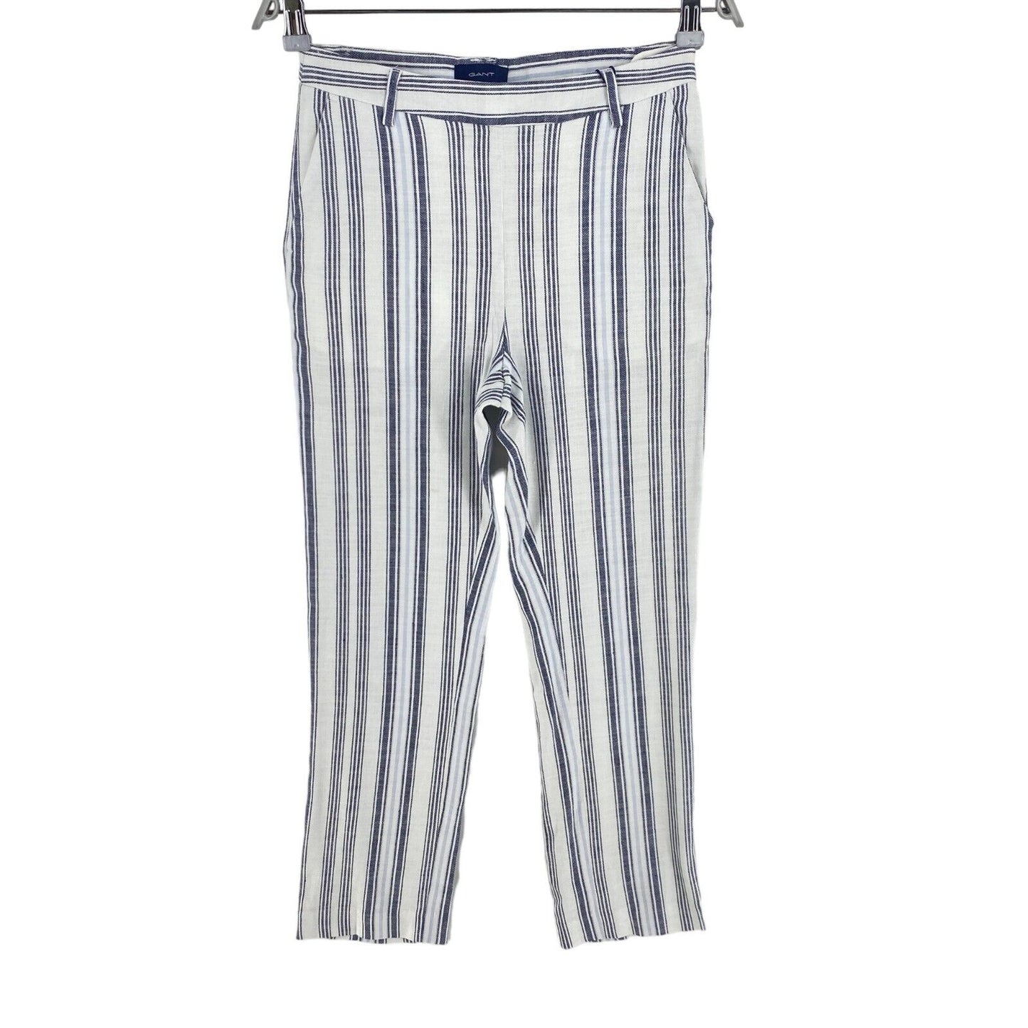 GANT Pantalon cigarette en lin rayé blanc Pantalon Taille EU 34 UK 8 US 4