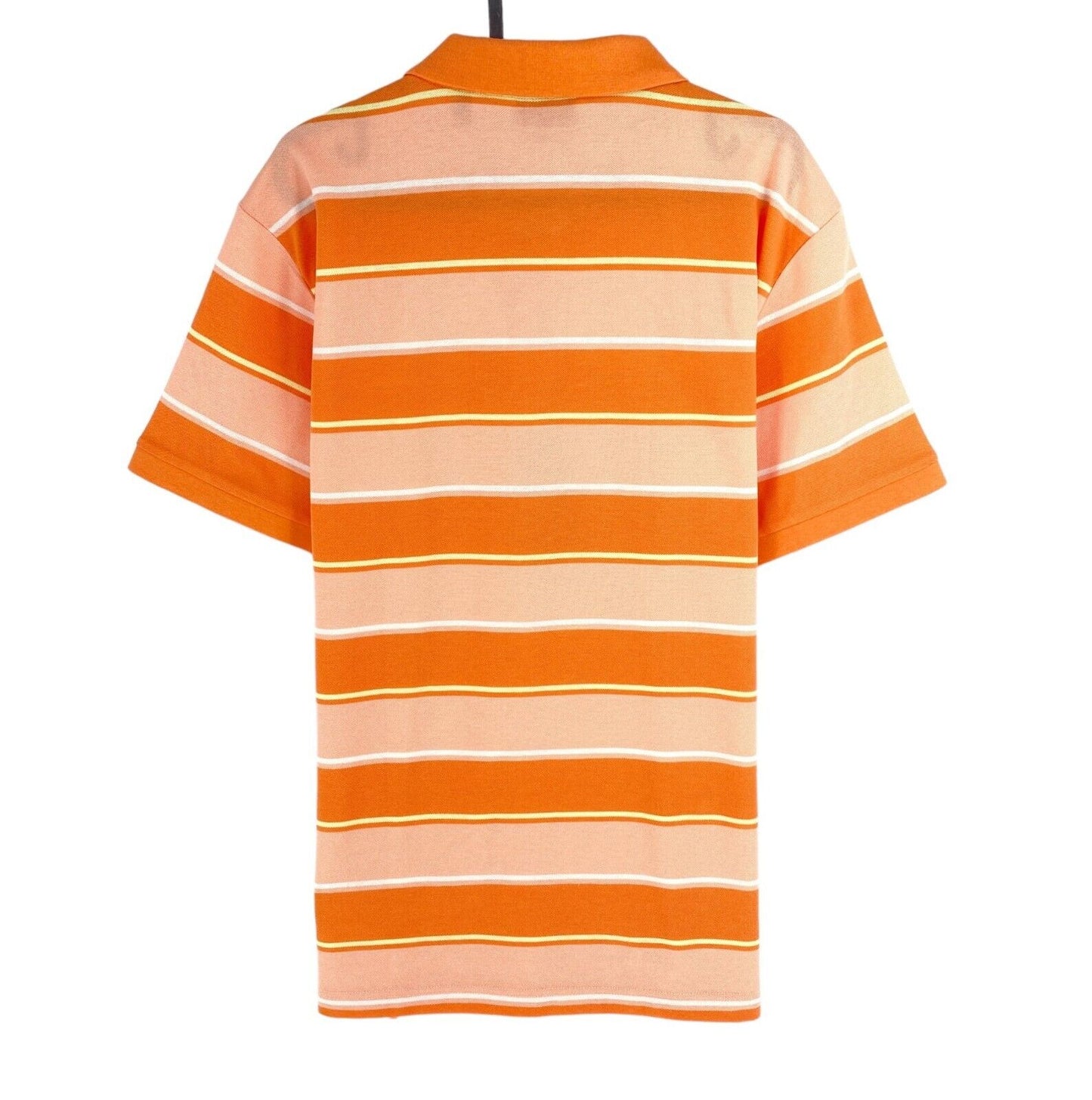 GANT Men Orange Multi Stripe Short Sleeves Pique Rugger Polo Shirt Size L