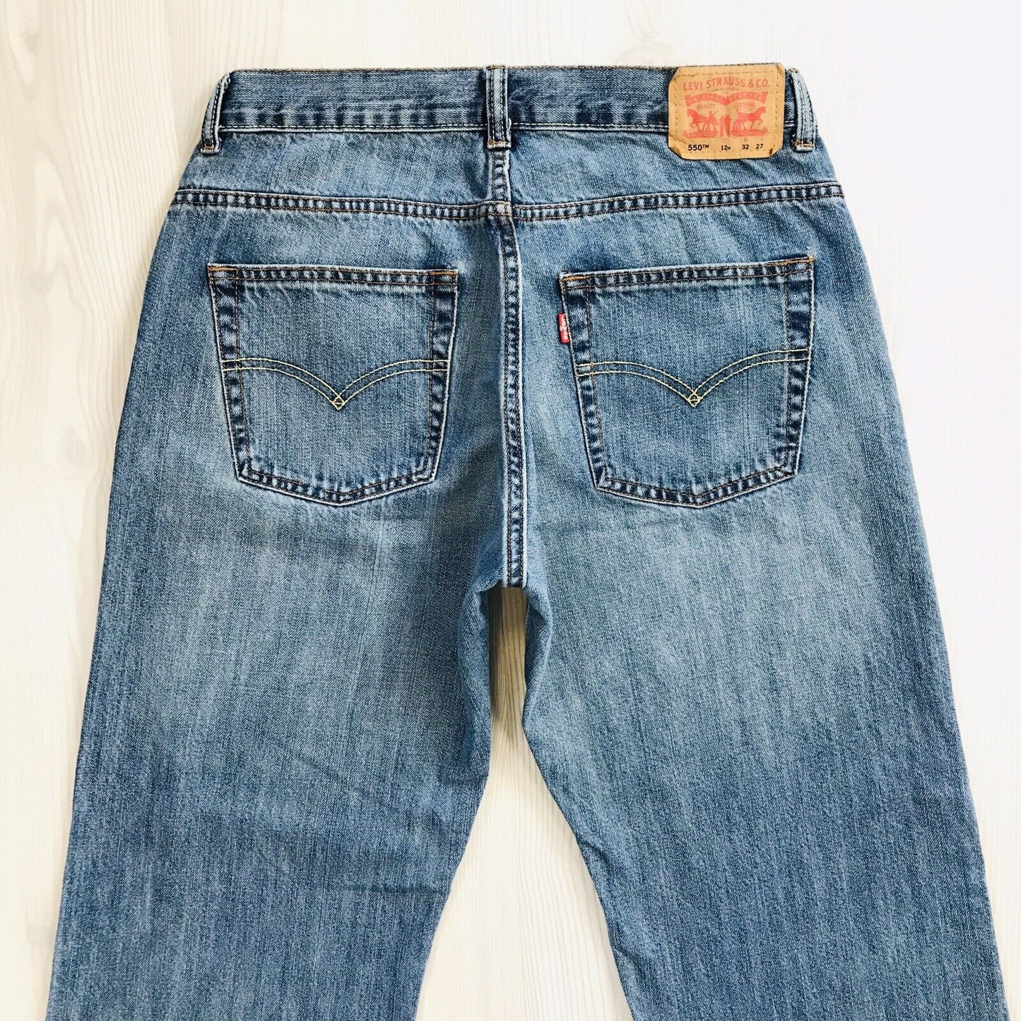 Vintage Levi's 550 Boys Blue Relaxed Straight Fit Jeans 12 H / W32 L27