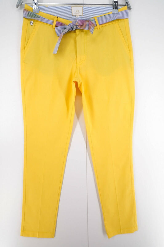 LA MARTINA Yellow Belted Stretch Twill Pants Trousers Size 28