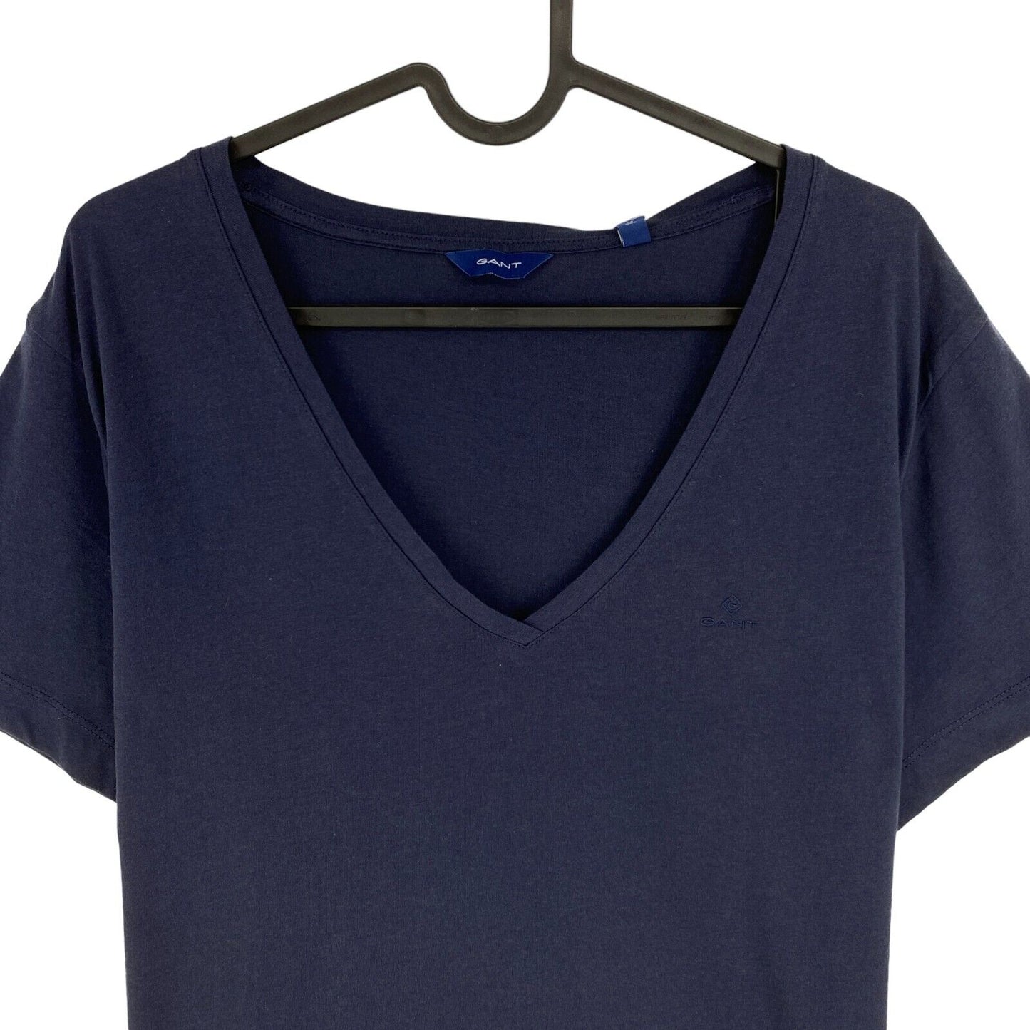 GANT Marineblaues Original T-Shirt mit V-Ausschnitt, Größe L