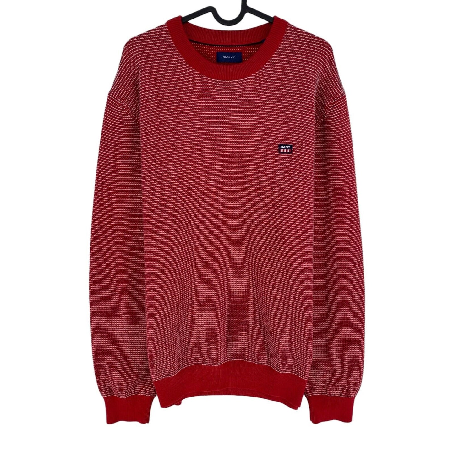 GANT Red Light Texture Crew Neck Sweater Jumper Size XL