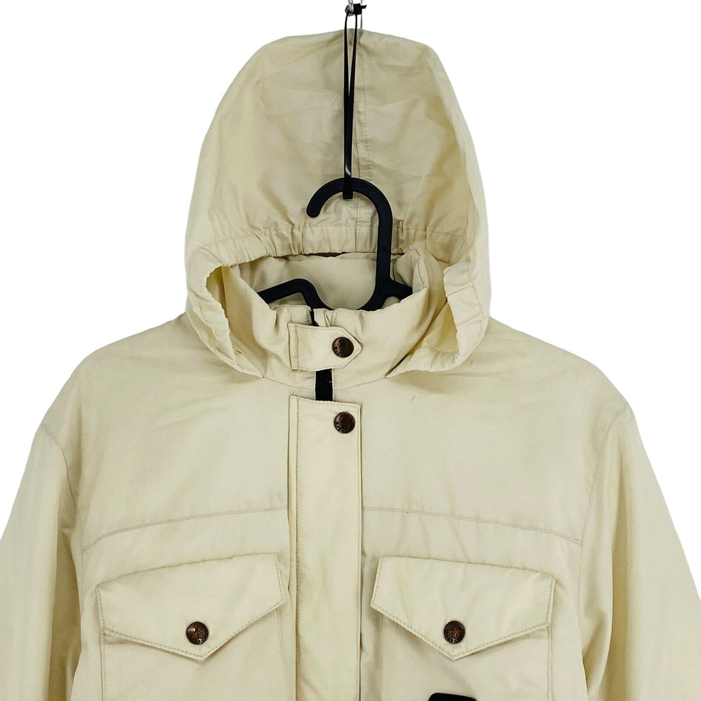 Refrigue Beige Hooded Down Jacket Coat Size M