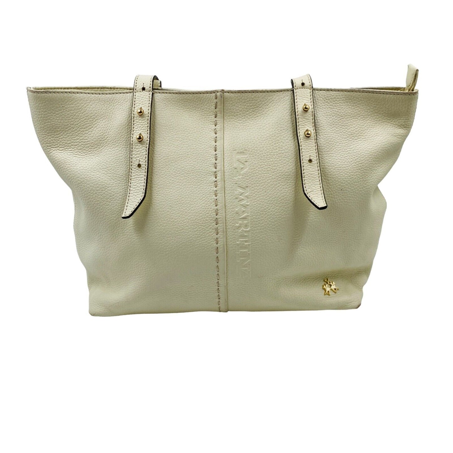 La Martina Beige 100% Leather Shoulder Bag Handbag