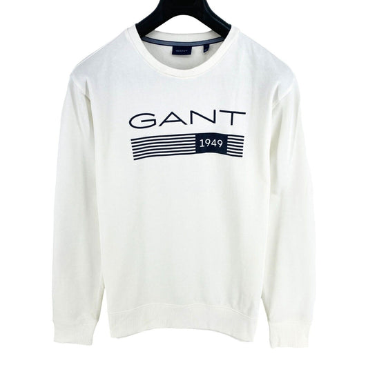 GANT White Stripes Logo Crew Neck Sweater Jumper Size XL