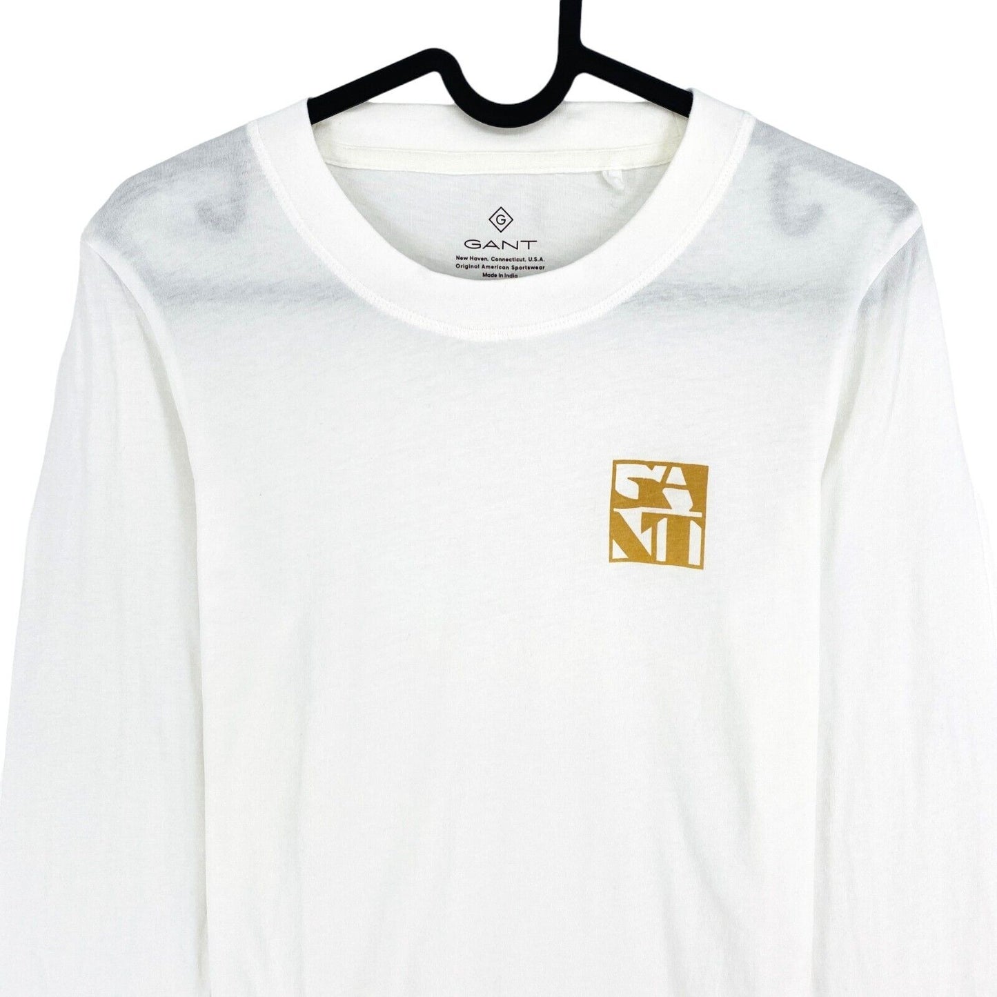 GANT T-shirt à manches longues et col rond avec logo blanc Taille XS