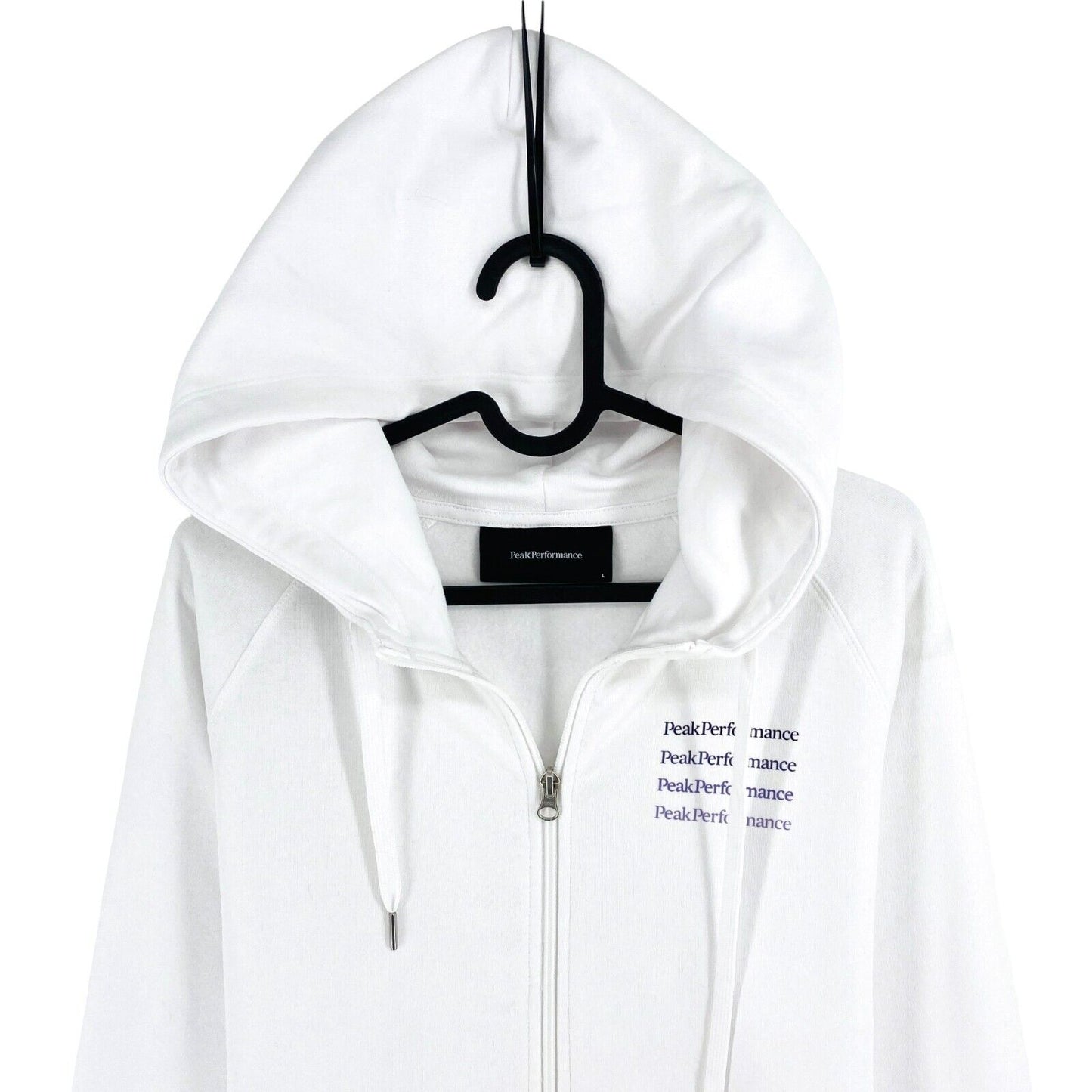 Peak Performance Women White Ground Full Zip Hoodie Sweater Jumper Size L