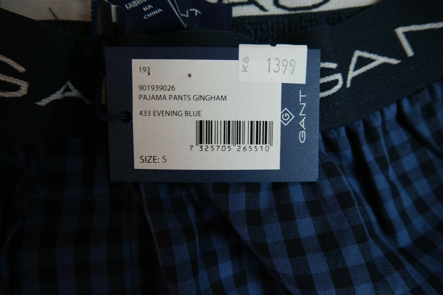 GANT Navy Blue Pajama Gingham Pants Trousers Size S