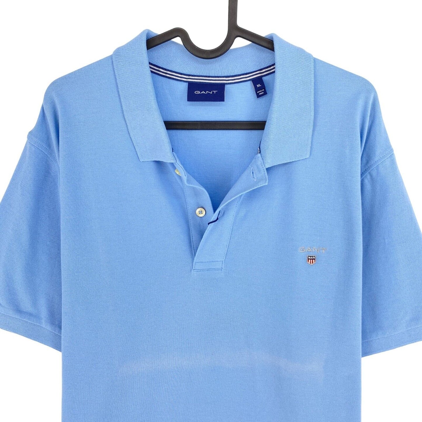 GANT Light Blue Solid Pique Rugger Polo Shirt Size XL