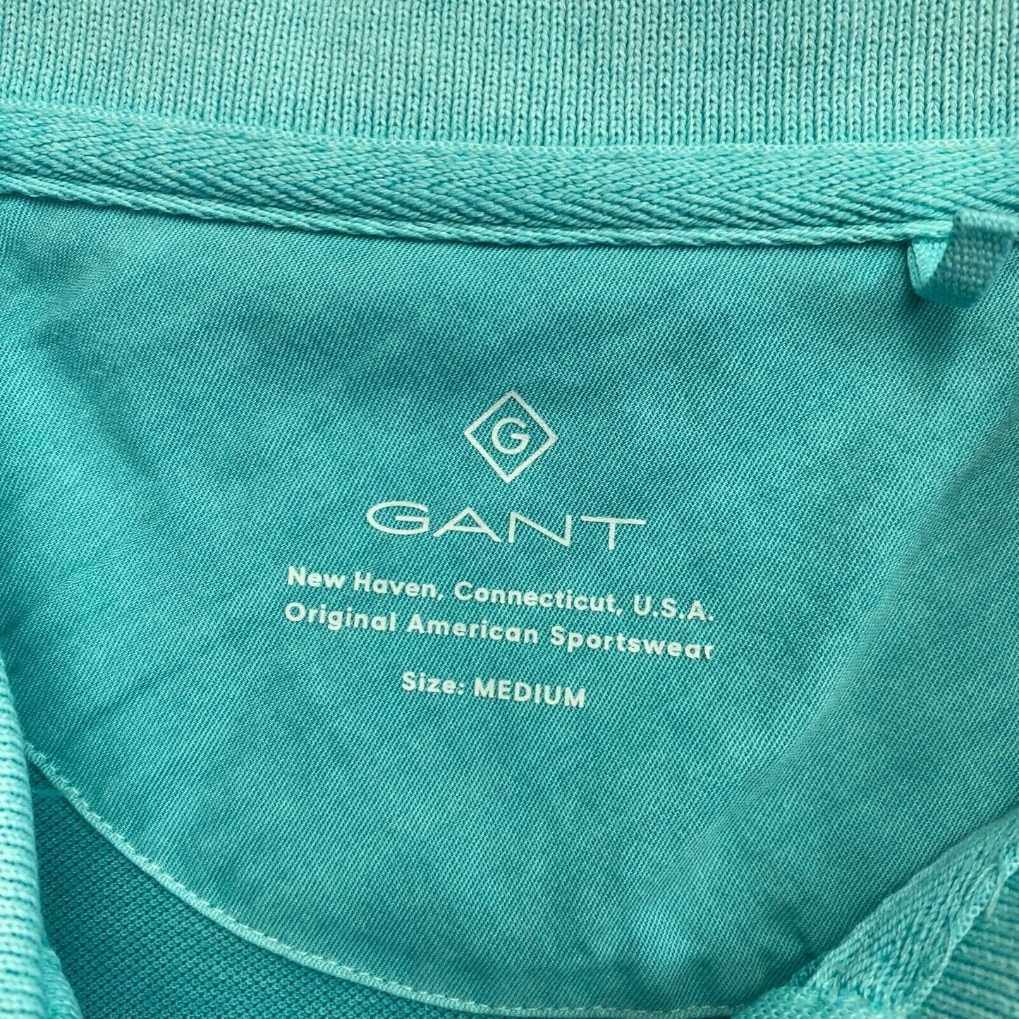 GANT Green Sun Faded Pique Rugger Polo Shirt Size M