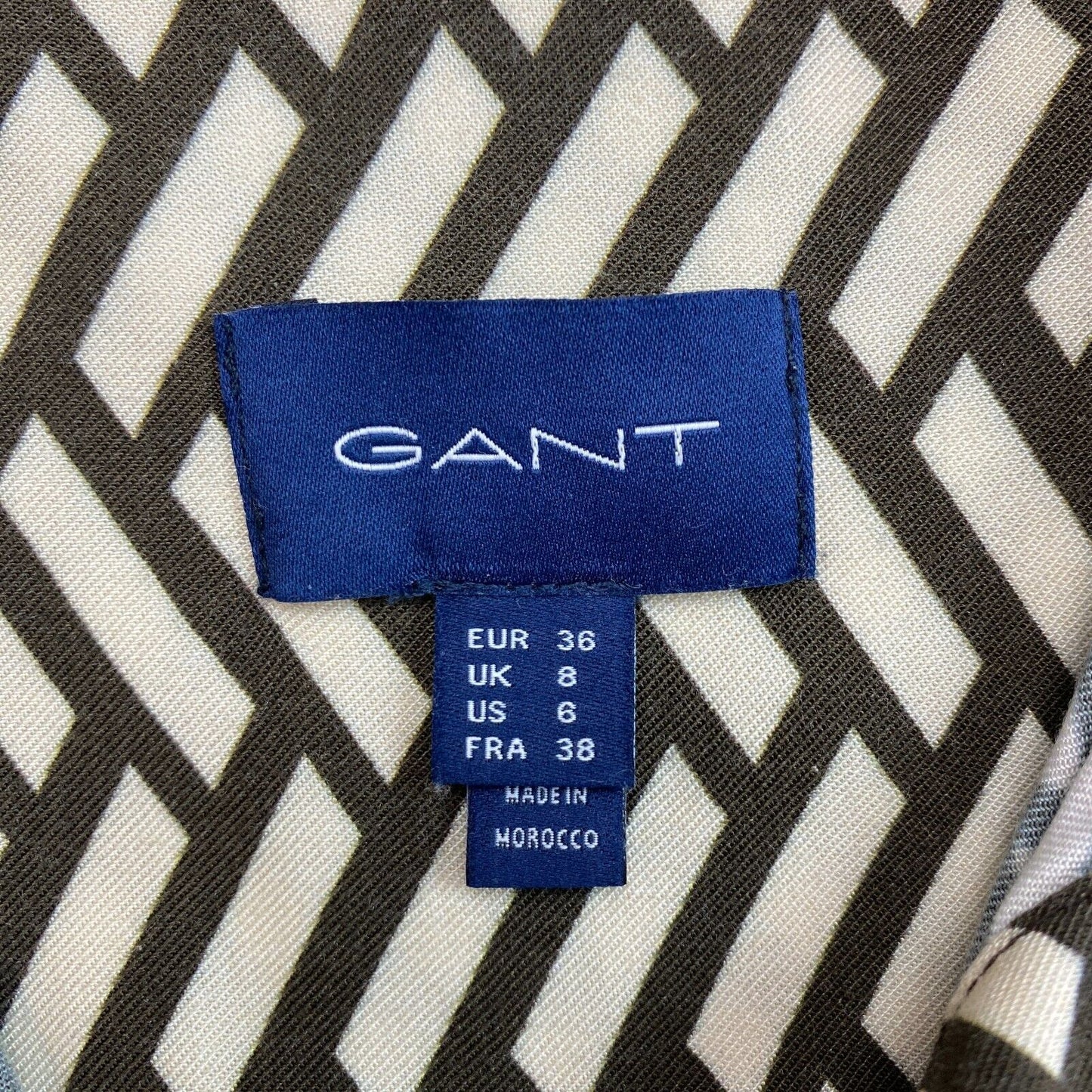 GANT Marron Géométrique A Ligne Chemise Robe Taille EU 36 UK 8 US 6