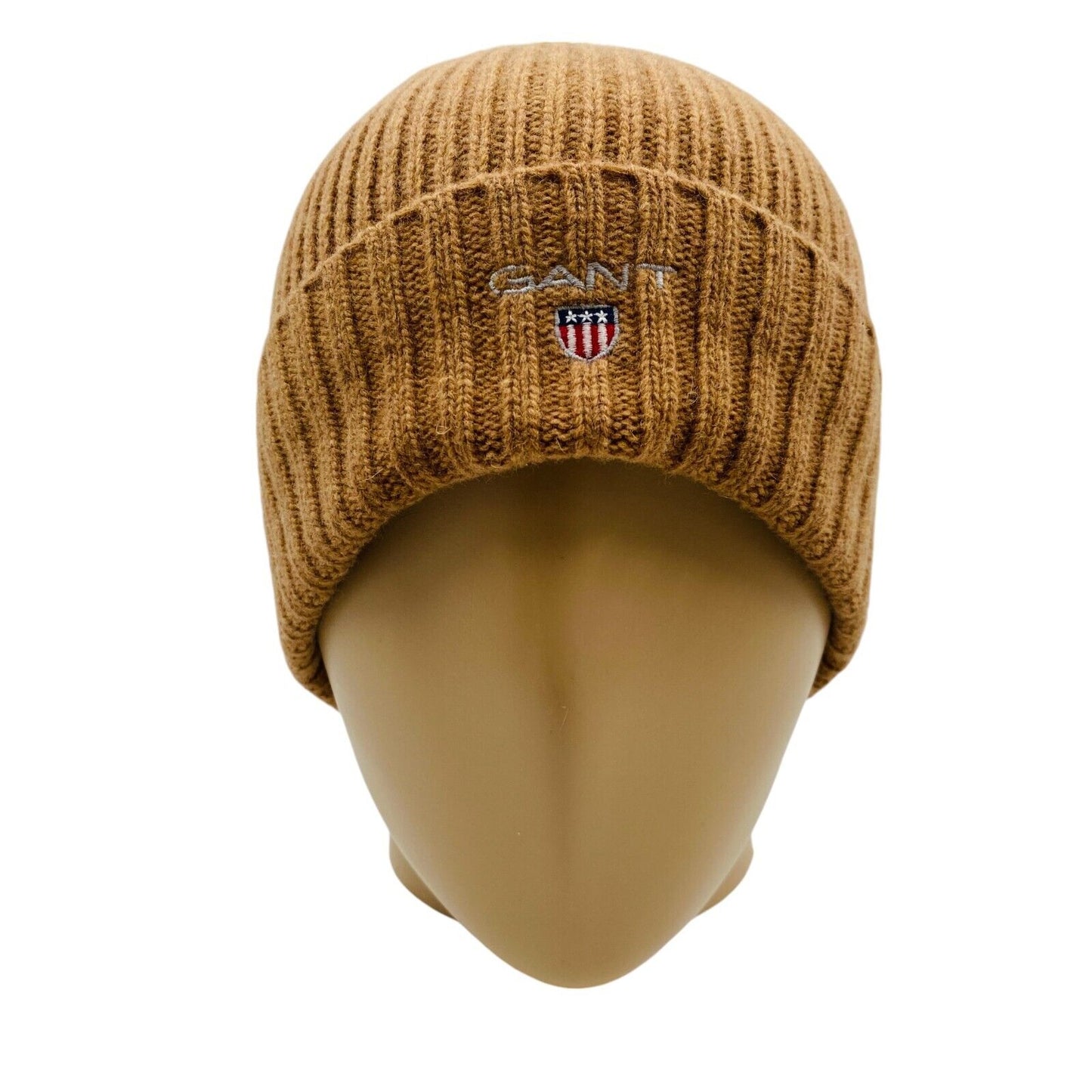 GANT Unisex Adult Brown Wool Blend Lined Beanie Winter Hat One Size