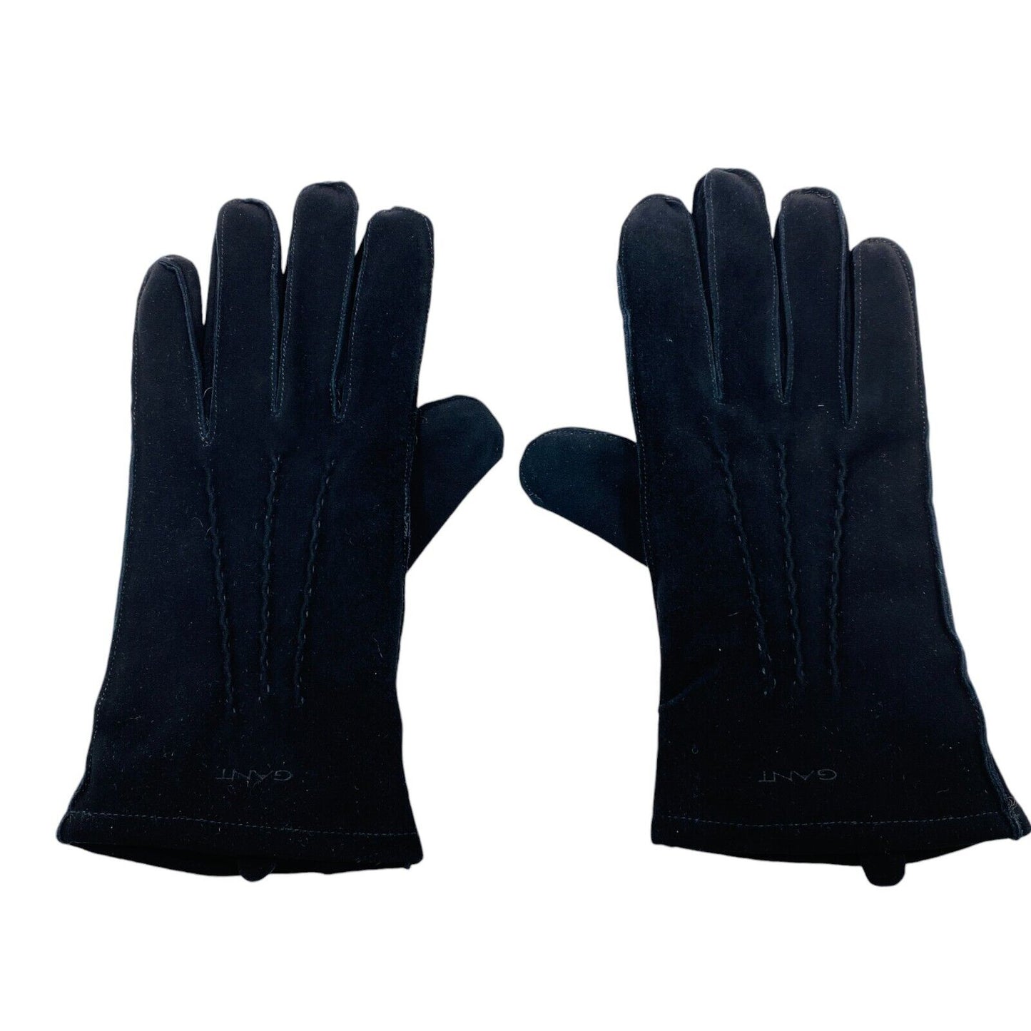 GANT Women Black Suede Leather Cashmere Wool Blend Warm Gloves Size L