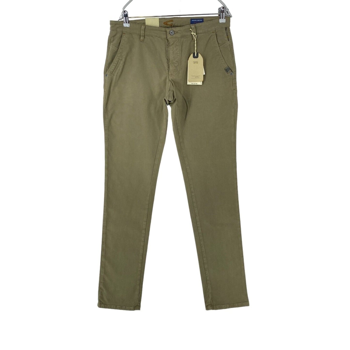 Camel Active MADISON Khaki Green Modern Slim Fit Chino Trousers W33 L36