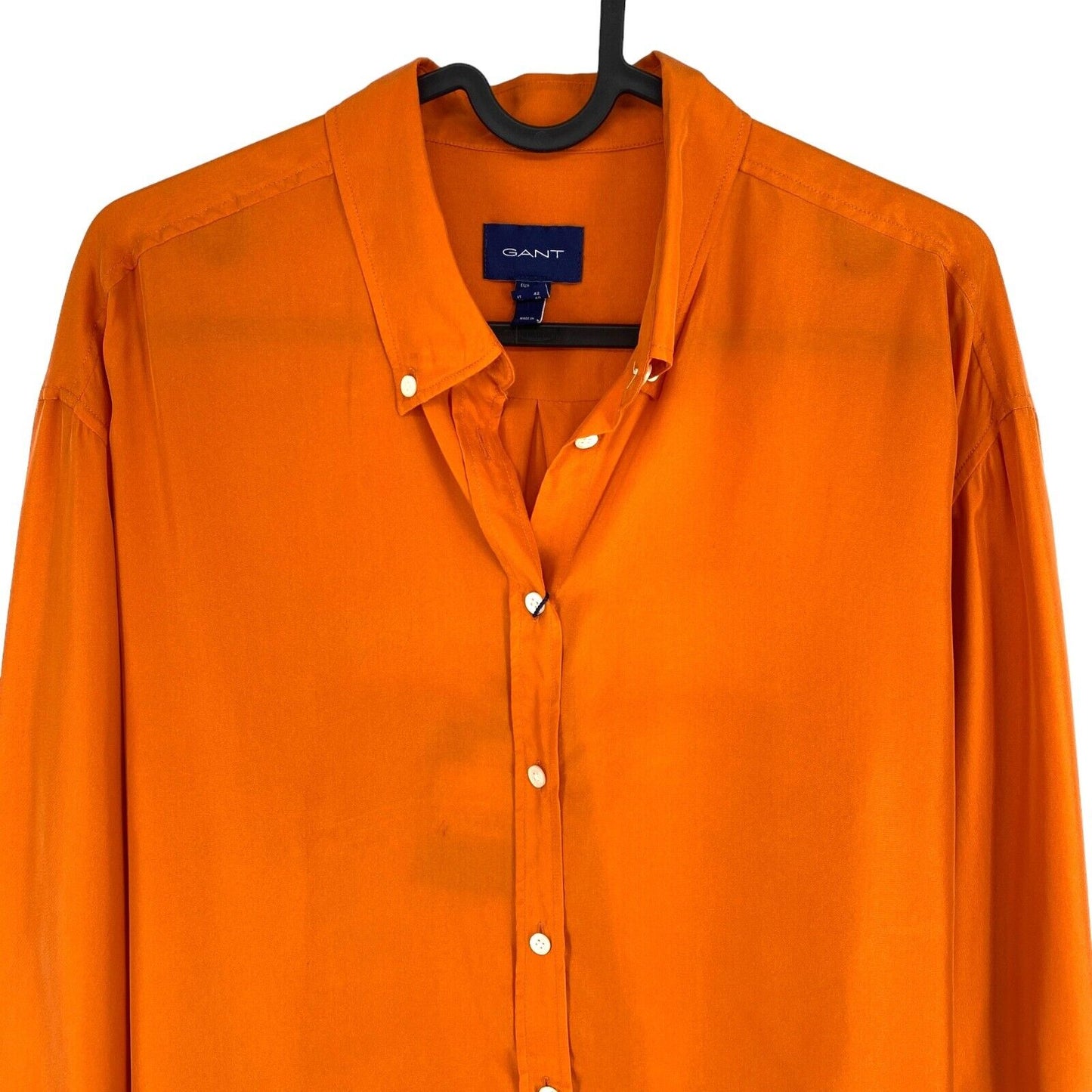 GANT Orange Relaxed 100% Silk Shirt Size EU 38 UK 10 US 8