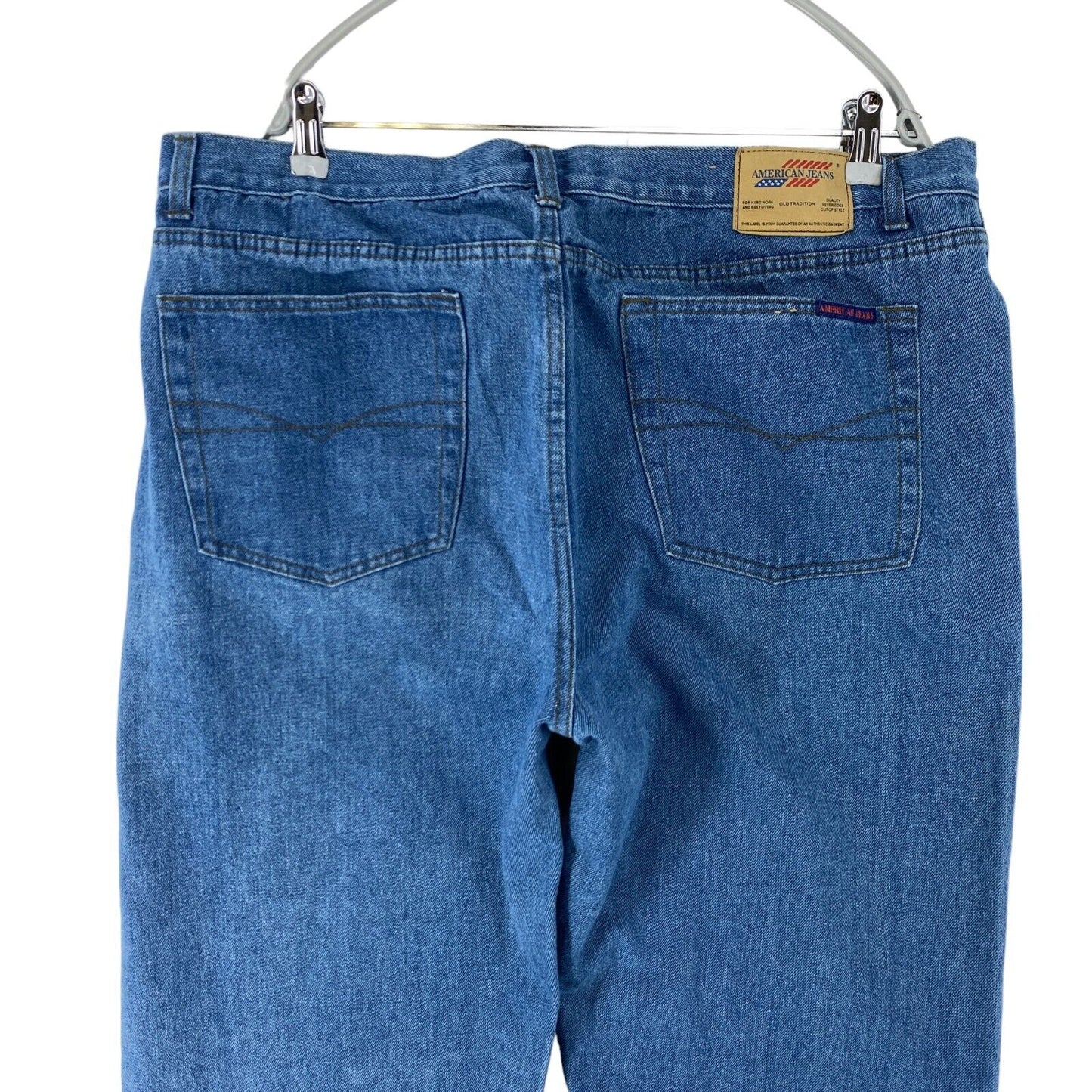 AMERICAN JEANS Blue Retro Classic Regular Straight Fit Jeans W42 L32