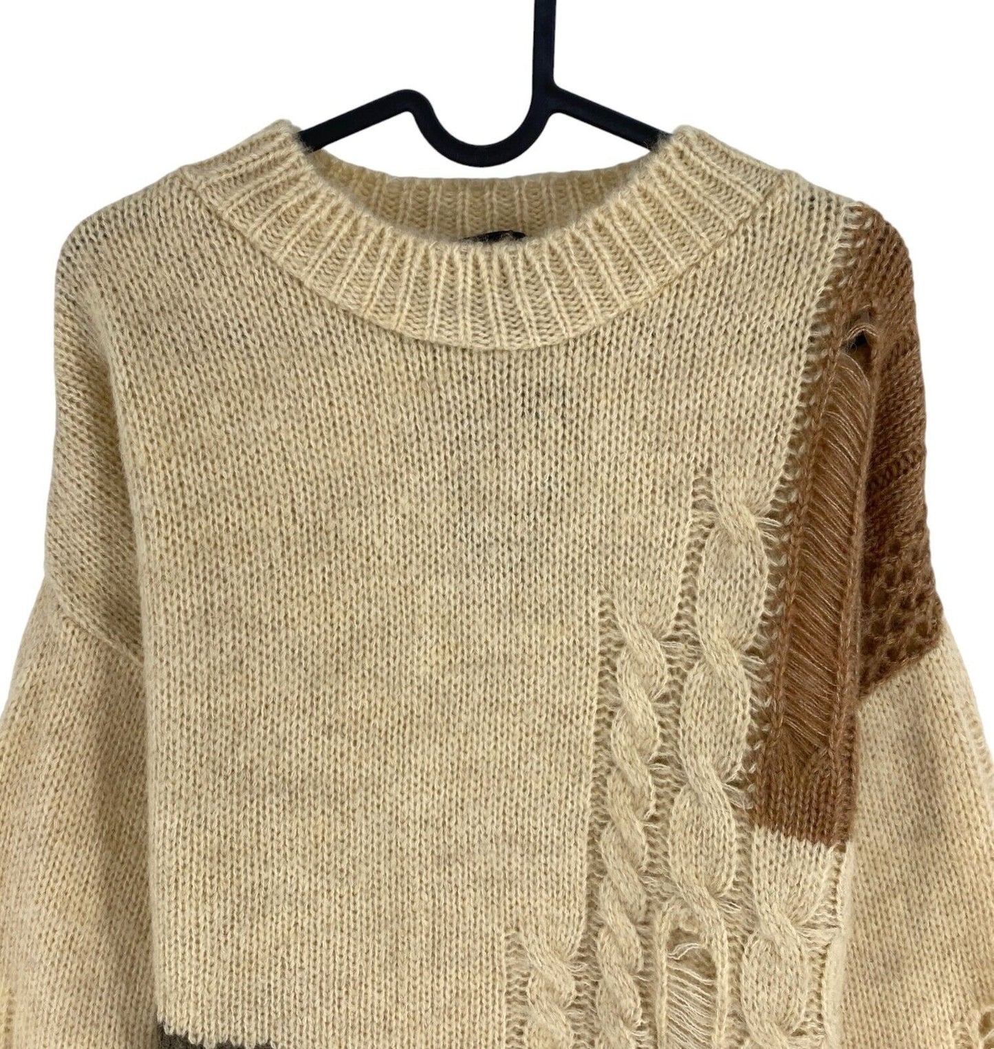 MAKADAMIA Women Brown Crew Neck Sweater Pullover Jumper One Size