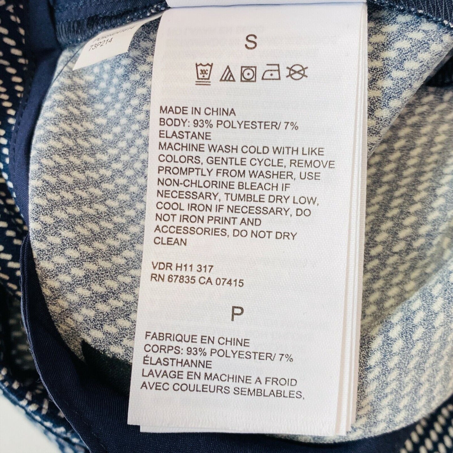 NAUTICA Damen Hose, Marineblau/Weiß, Regular Tapered Fit, kariert, Größe S W30