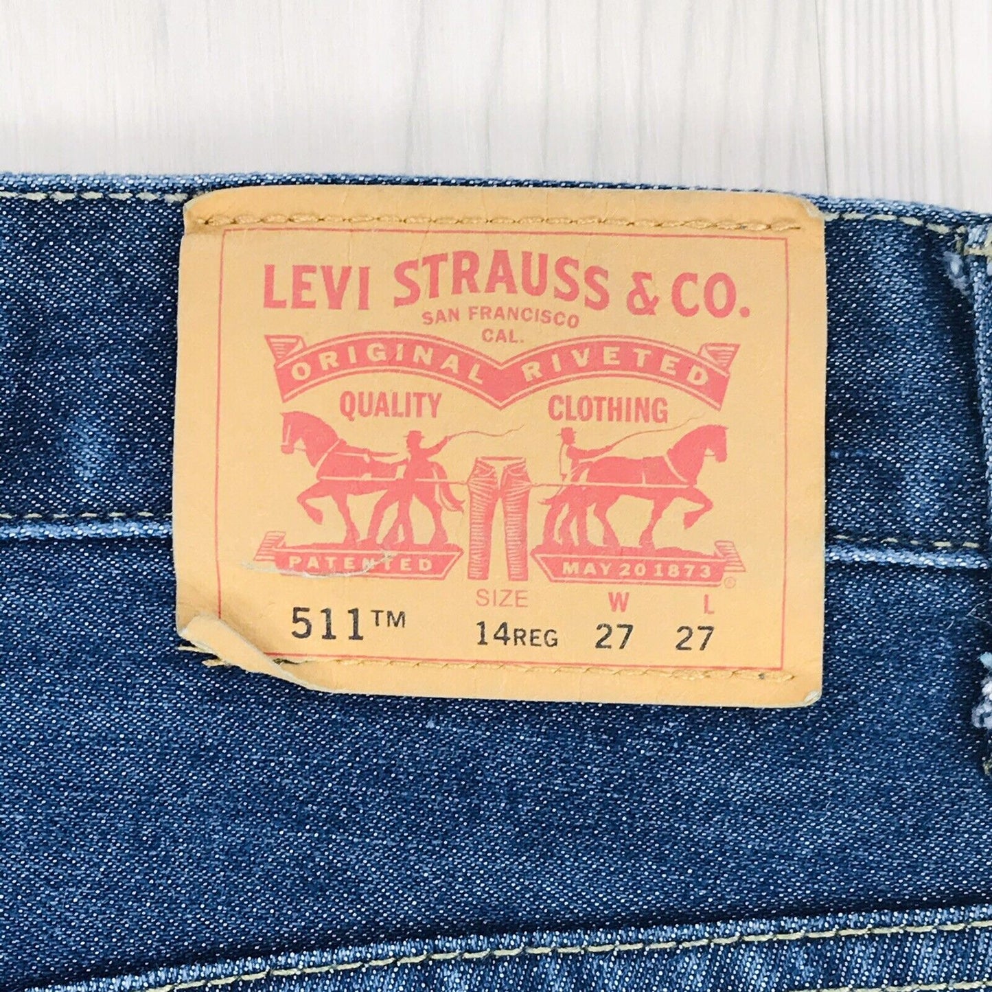 Vintage Levi's 511 Boys Dark Blue Slim Fit Jeans 14 Reg / W27 L27