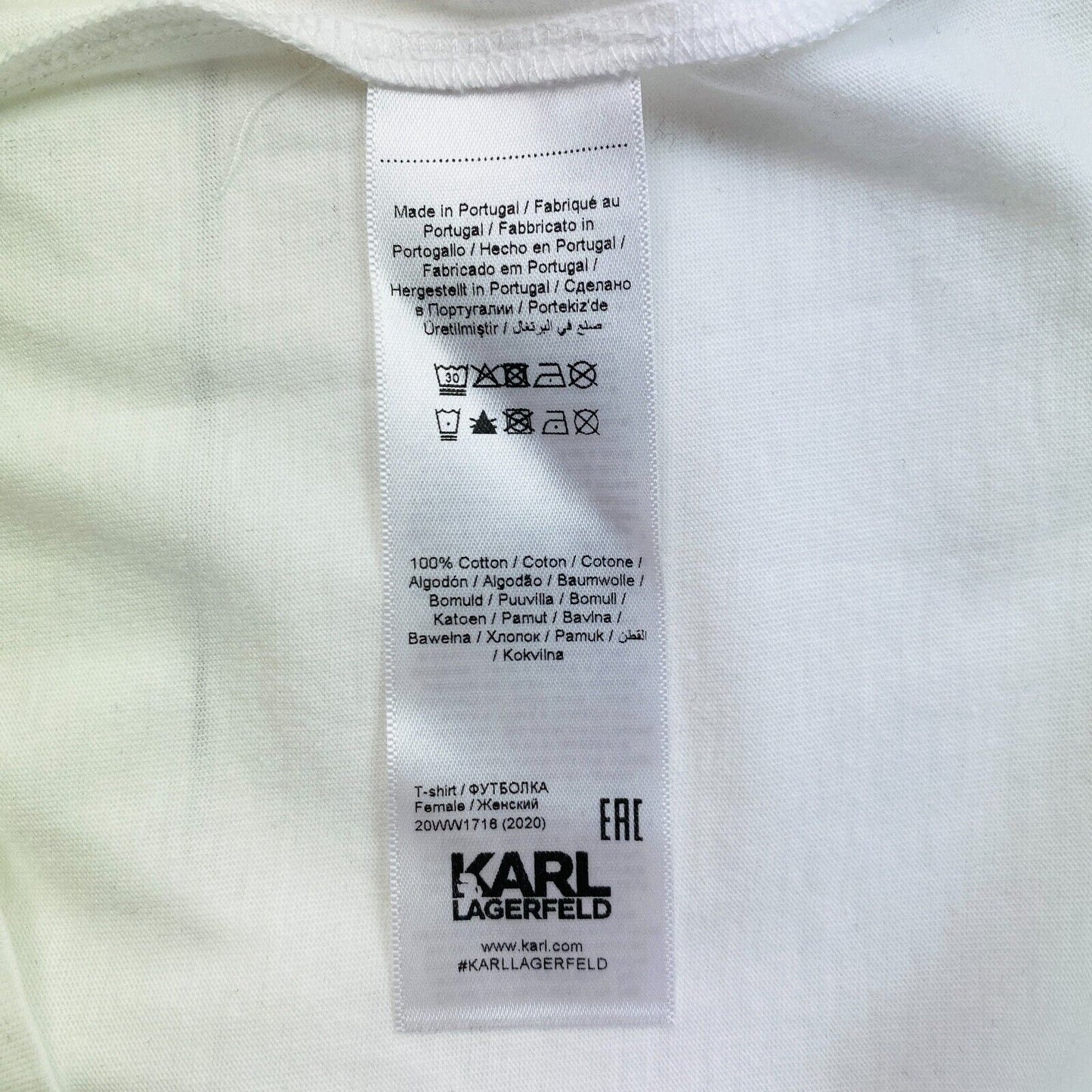 Karl Lagerfeld White Card Ikonik Karl Crew Neck T Shirt Size XS