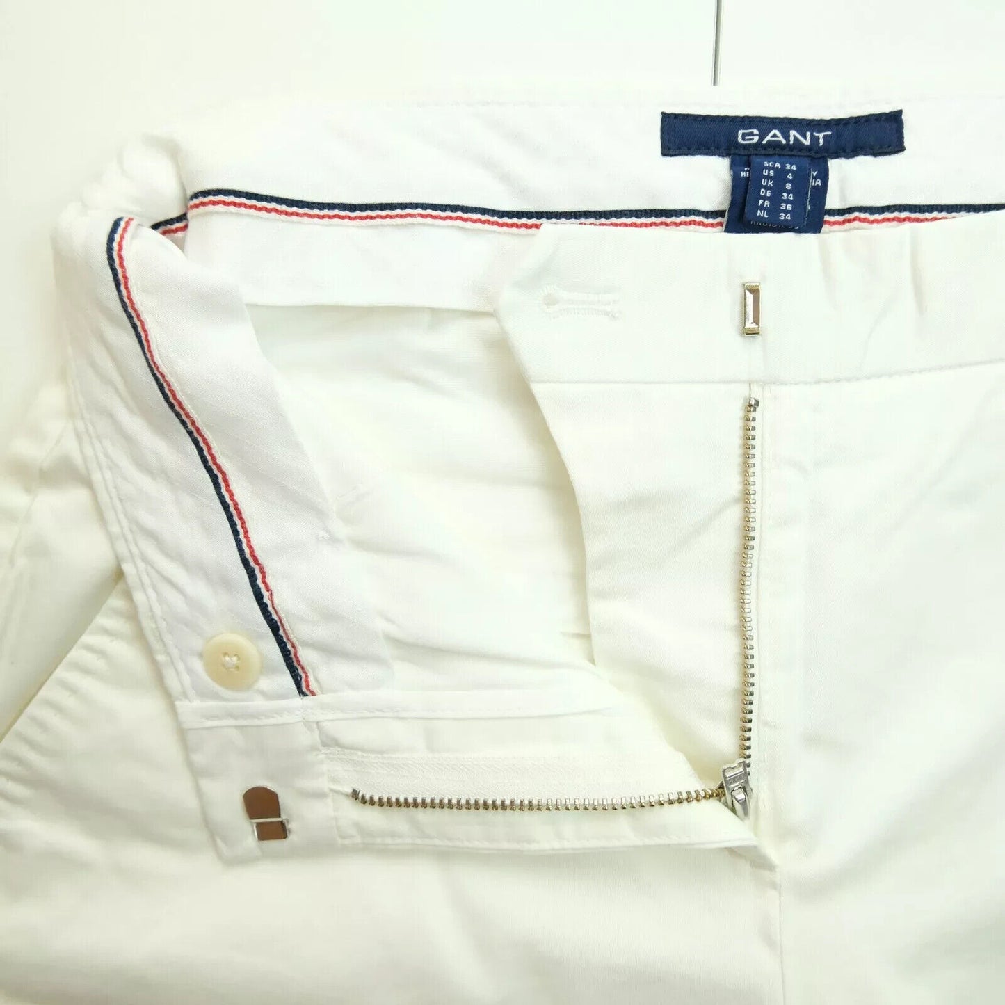 GANT Women White Satin Bermuda Regular Fit Shorts Size EU 34 UK 8 US 4 W27