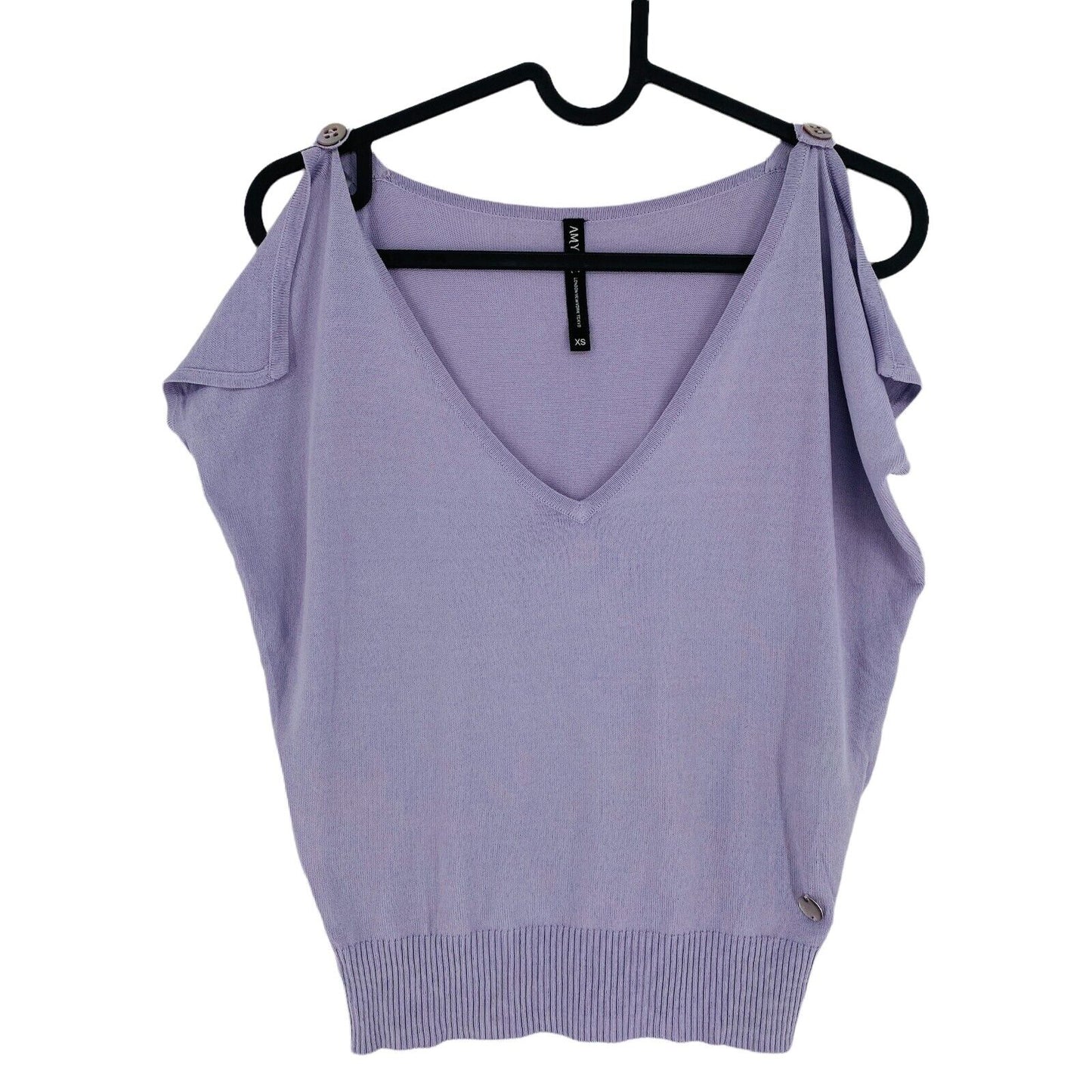 AMY GEE Light Purple Sleeveless Deep V-Neck Knit Top Blouse Size XS